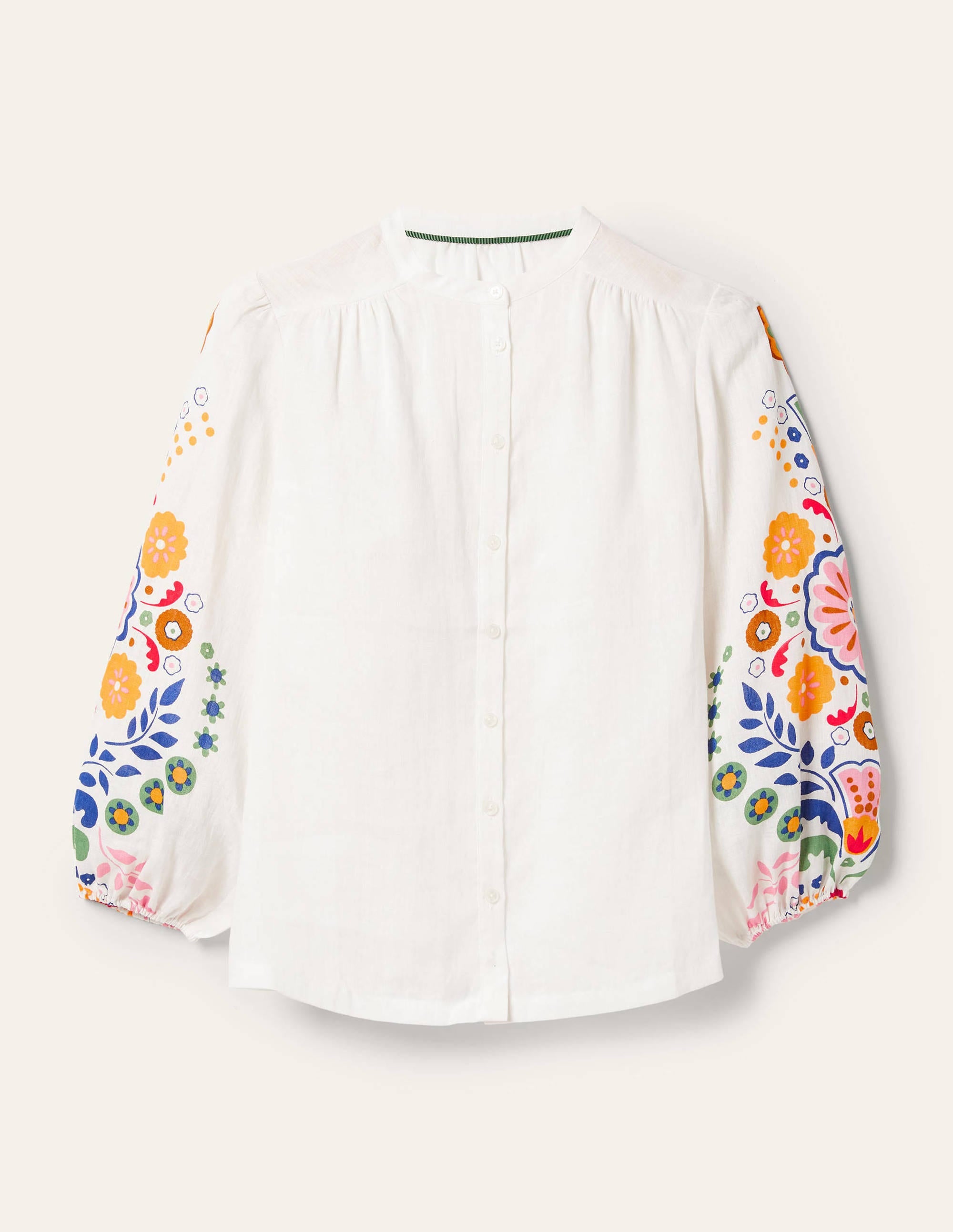 Blouse Becky manches longues en lin-Ivoire, motif Opulent Garden - Image 6
