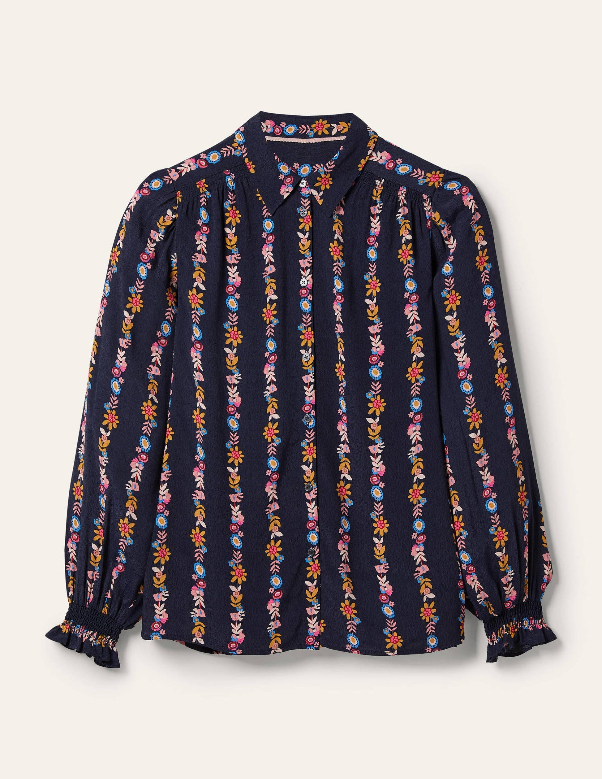 Smocking Detail Blouse-French Navy, Flora Bloom-5