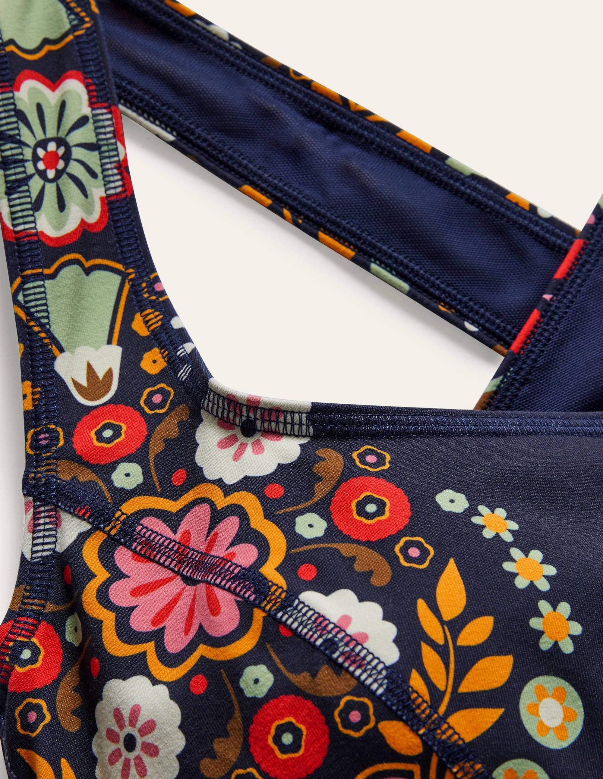 Brassière sport à encolure carrée-Bleu marine, motif Opulent Garden - Image 6
