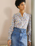 Dominique Silk Shirt-Ivory, Tropic Florals
