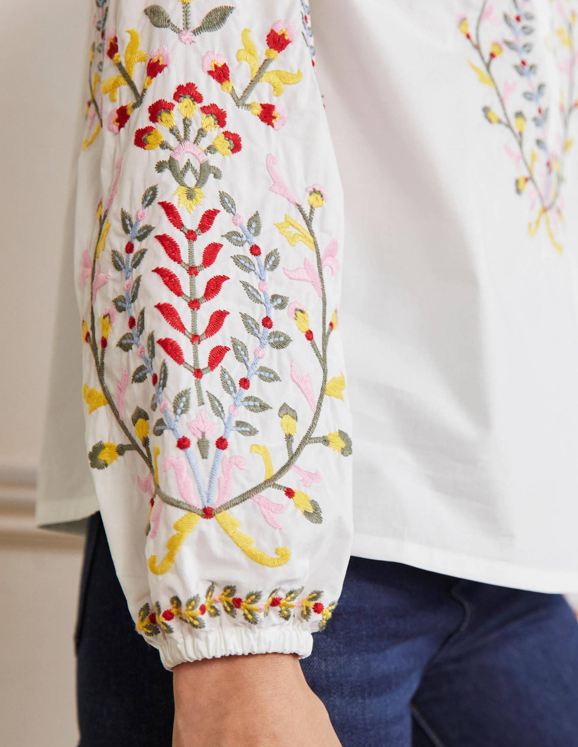 Embroidered Popover Blouse-White-5