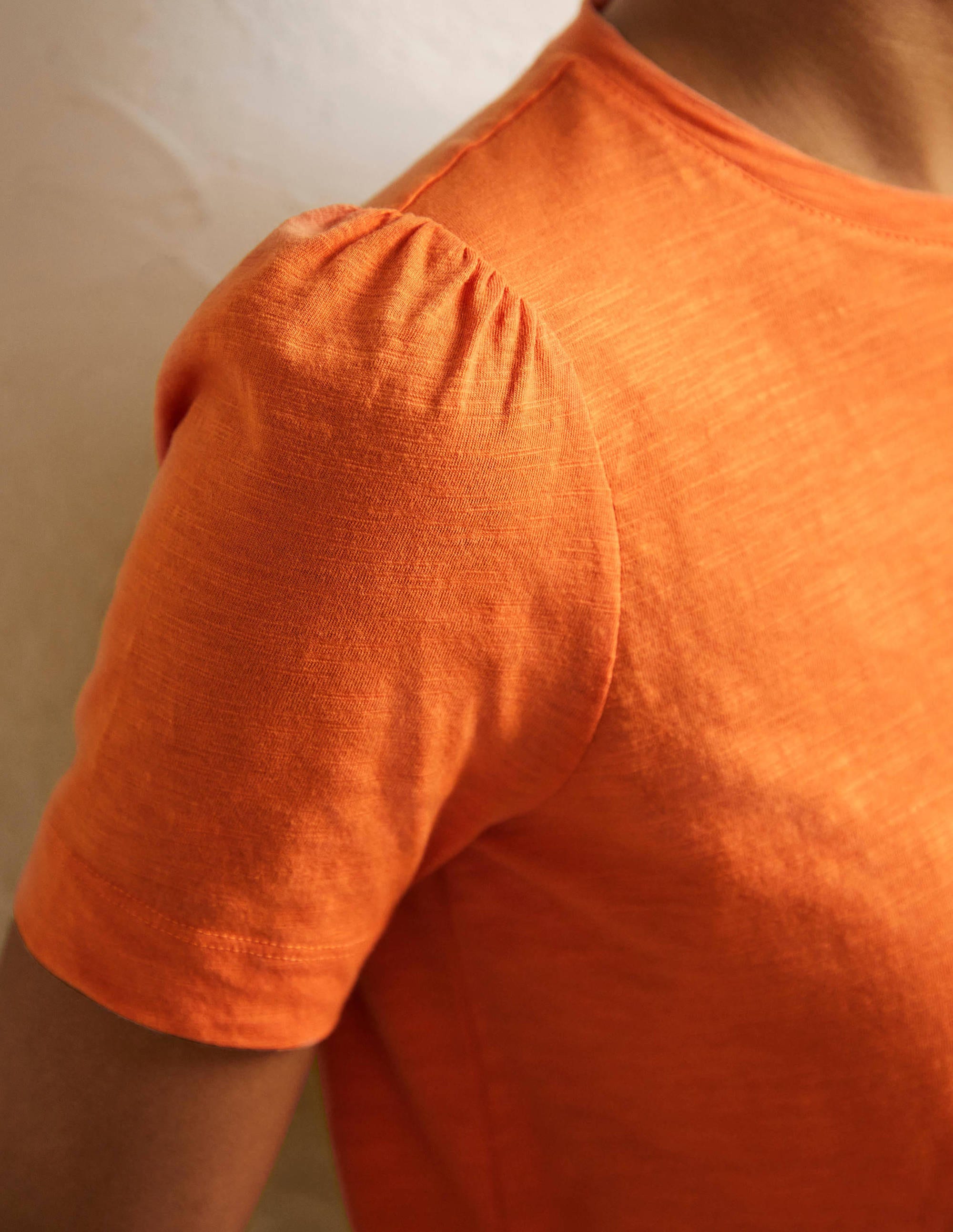 T-shirt en coton à manches bouffantes-Orange ancien - Image 2