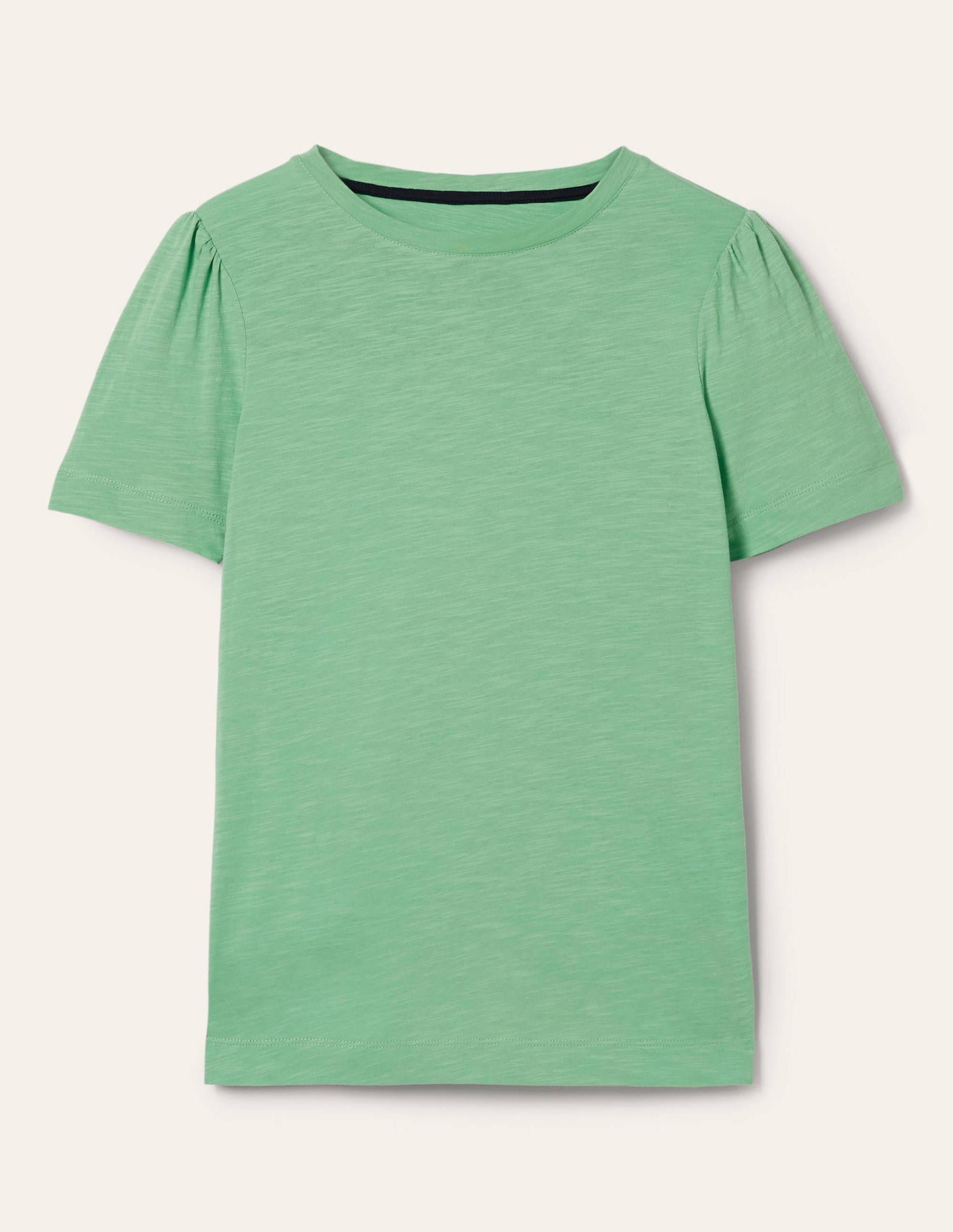 Puff Sleeve Cotton T-Shirt-Zephyr Green-5