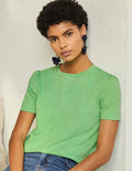 Puff Sleeve Cotton T-Shirt-Zephyr Green