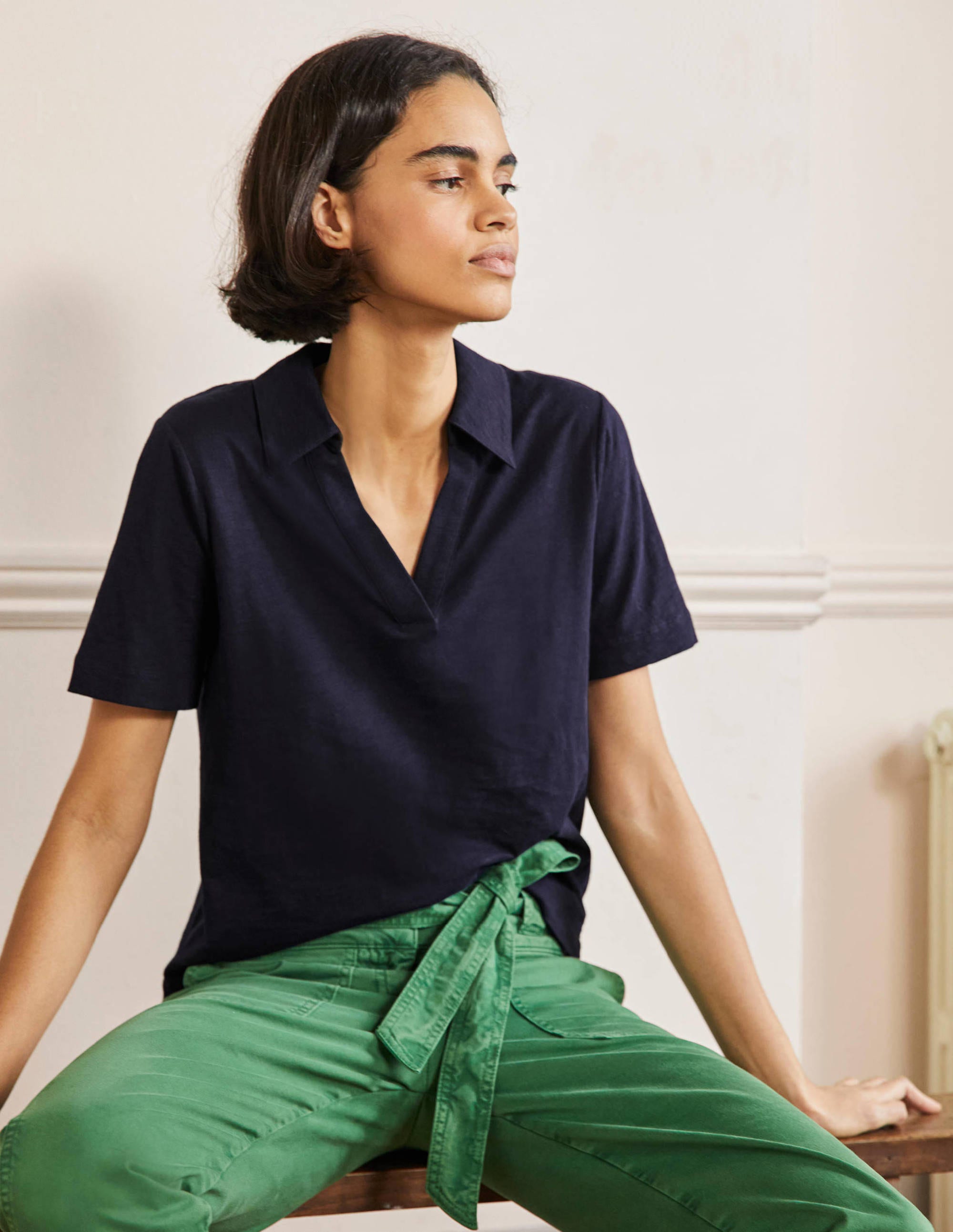 Polo en coton-Bleu marine - Image 4