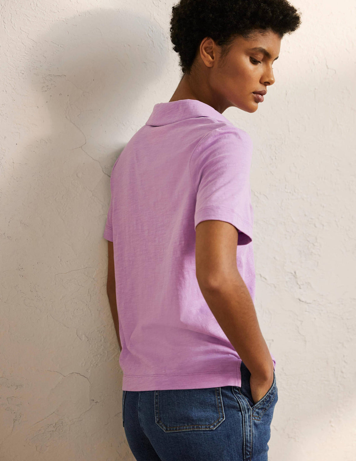 Cotton Polo Top-African Violet-3