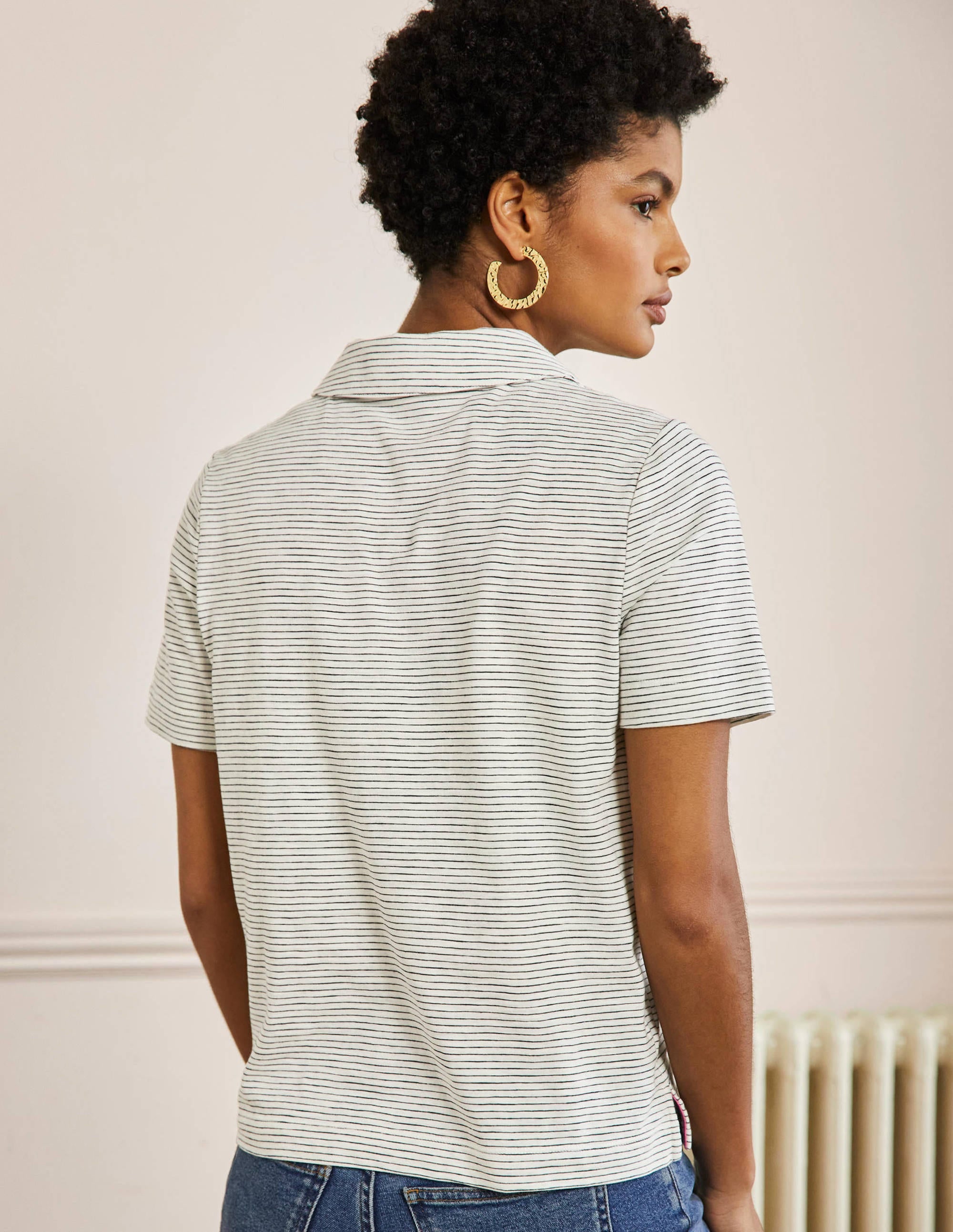 Polo en coton-Rayé ivoire/bleu marine - Image 3