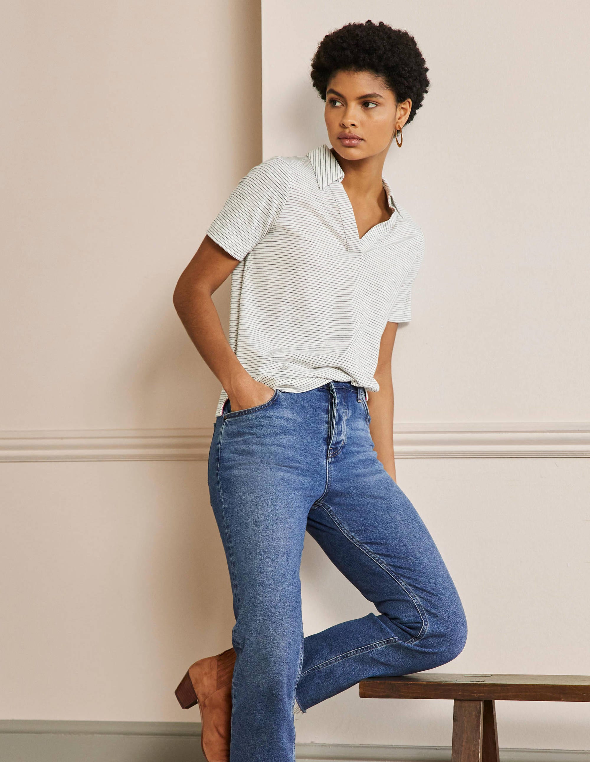 Polo en coton-Rayé ivoire/bleu marine - Image 4