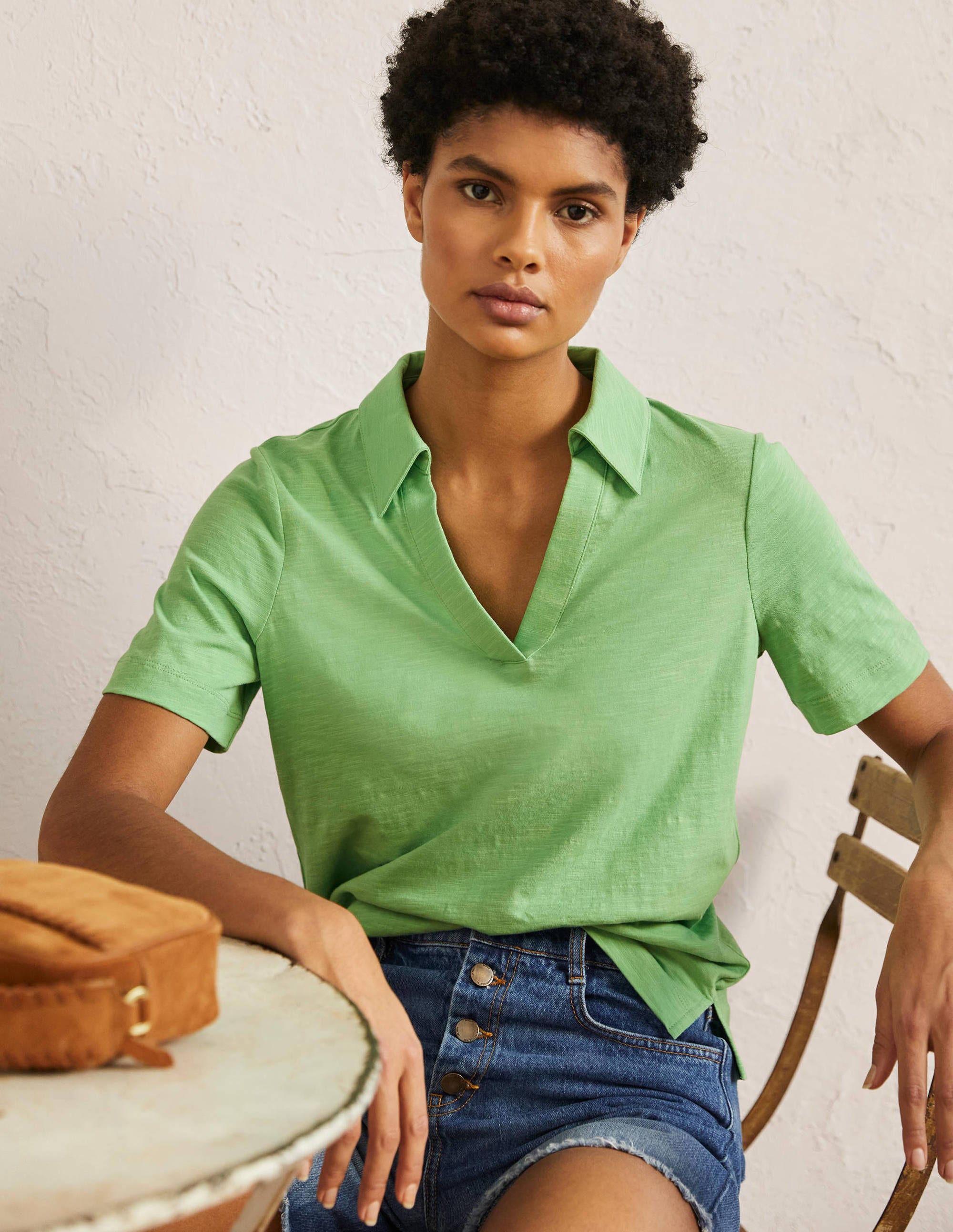 Polo en coton-Vert zéphyr - Image 1