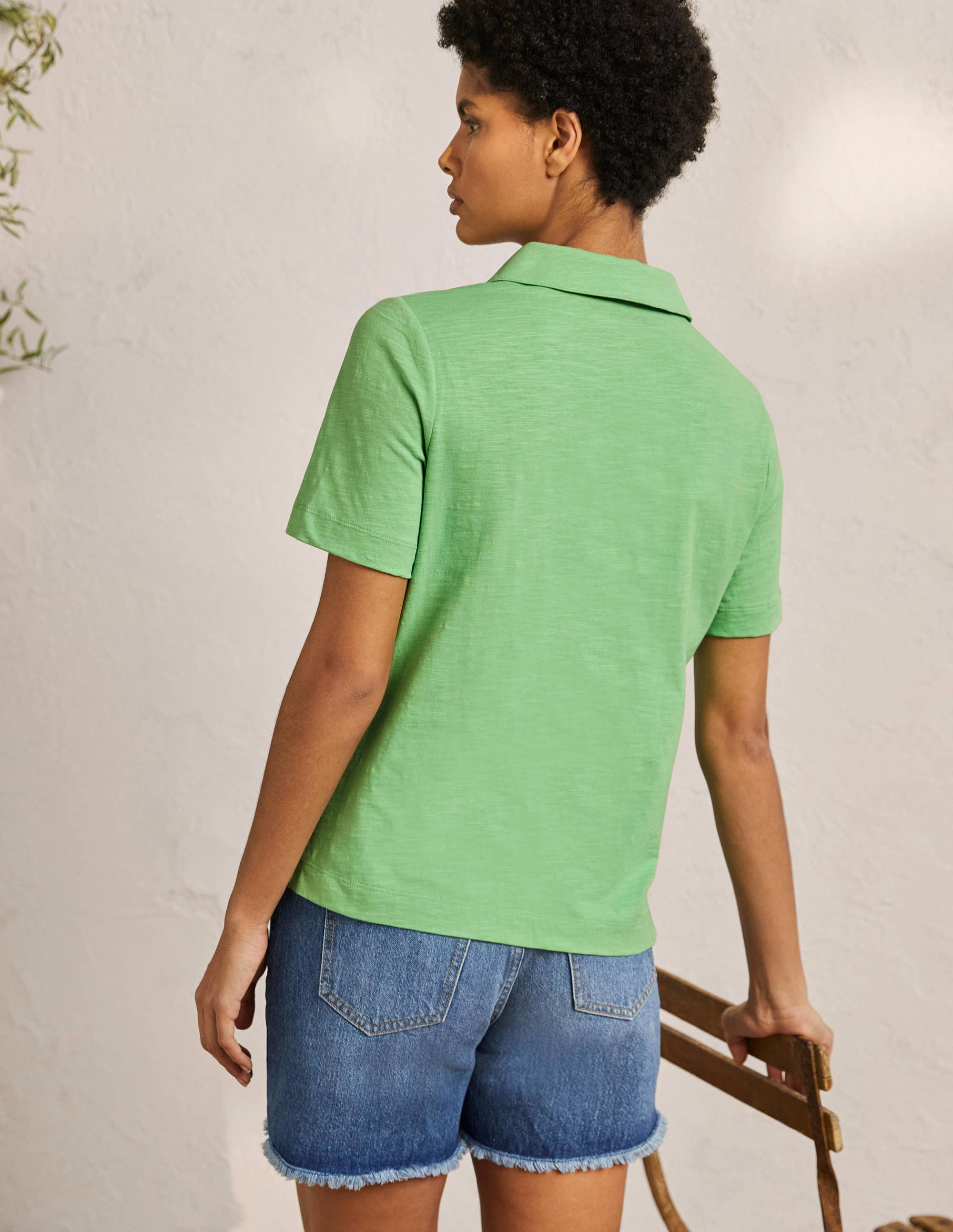 Polo en coton-Vert zéphyr - Image 3