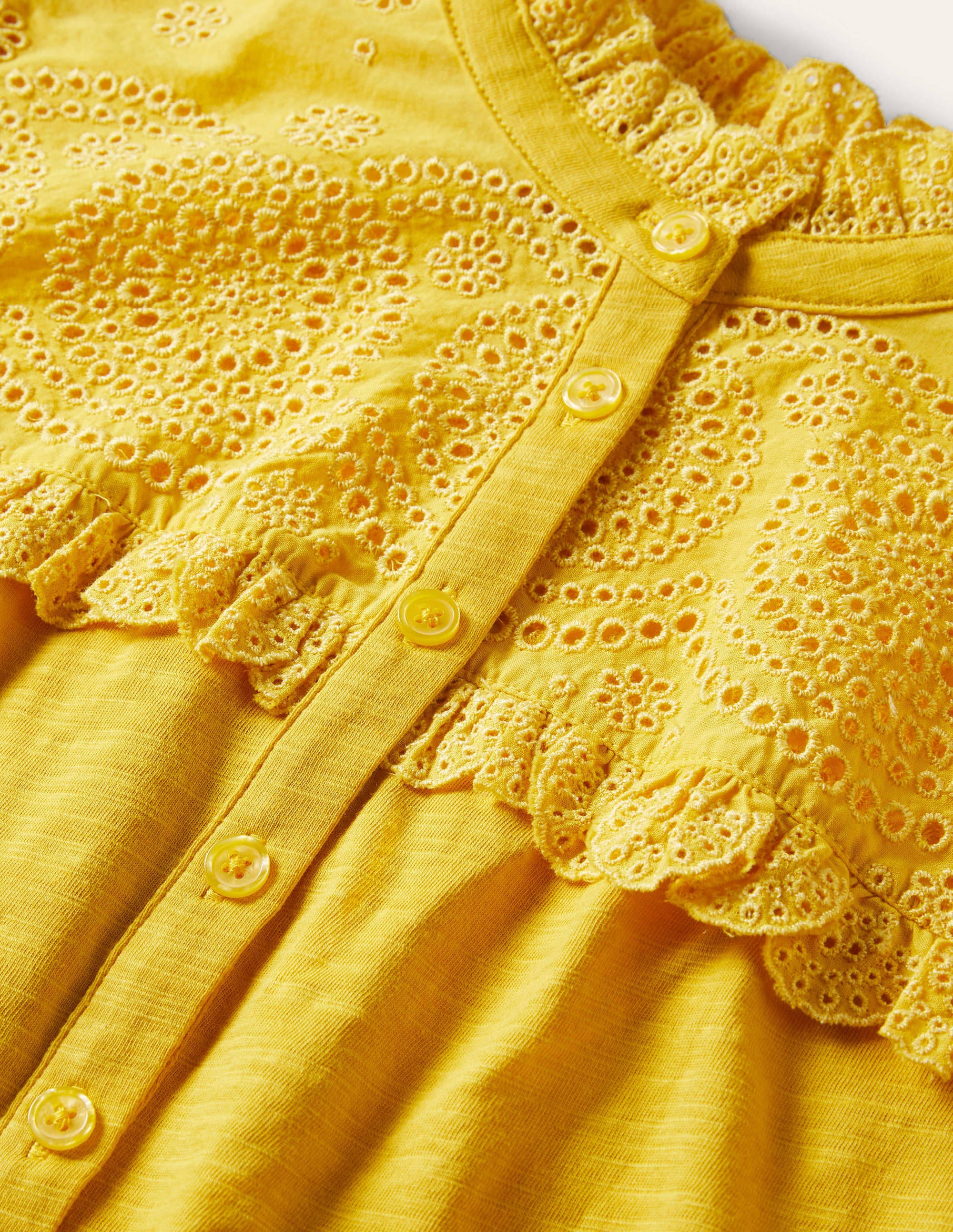 Jerseyoberteil mit gerüschter Passe-Honiggelb - Image 5