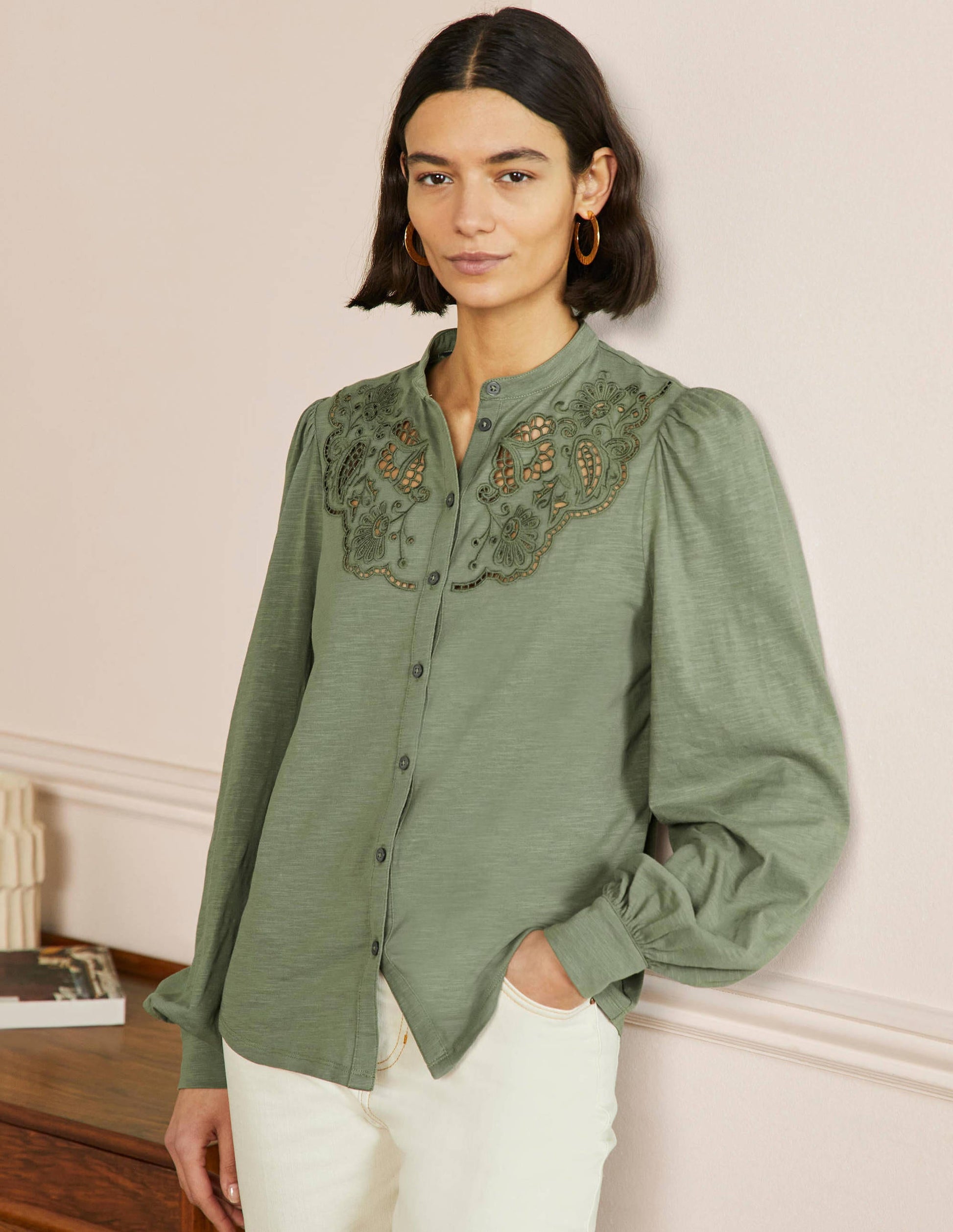 Chemise ajourée en jersey-Aulne-4