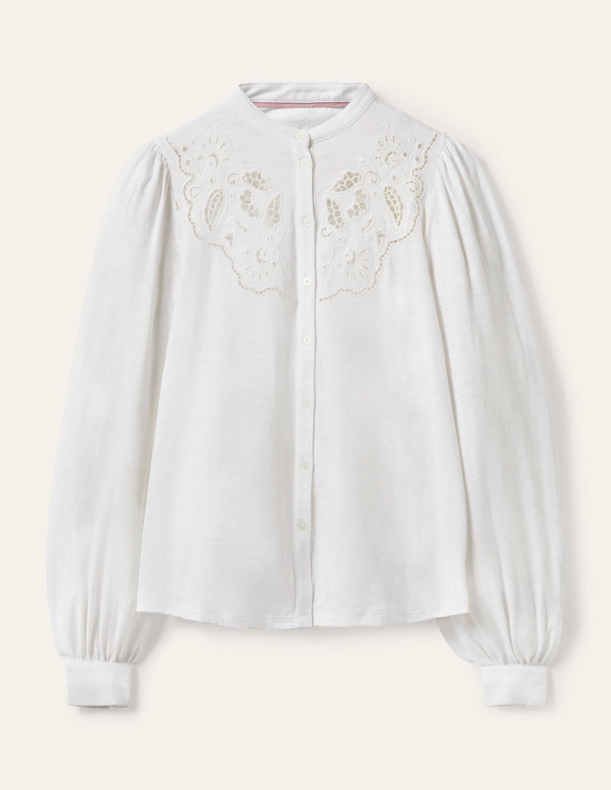 Chemise ajourée en jersey-Blanc - Image 7