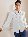 Chemise ajourée en jersey-Blanc