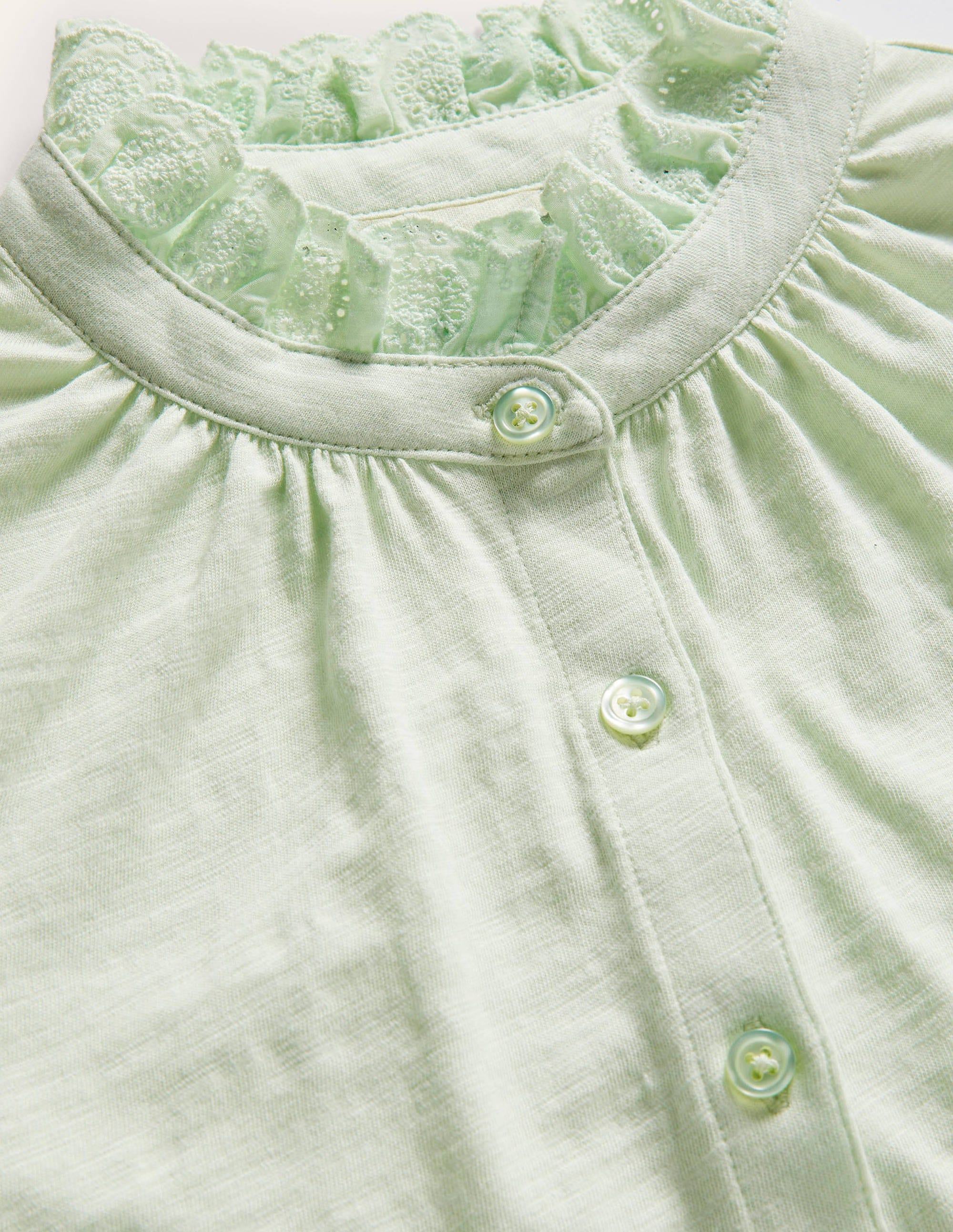 Chemise en jersey avec broderie anglaise-Crème d'avocat - Image 5
