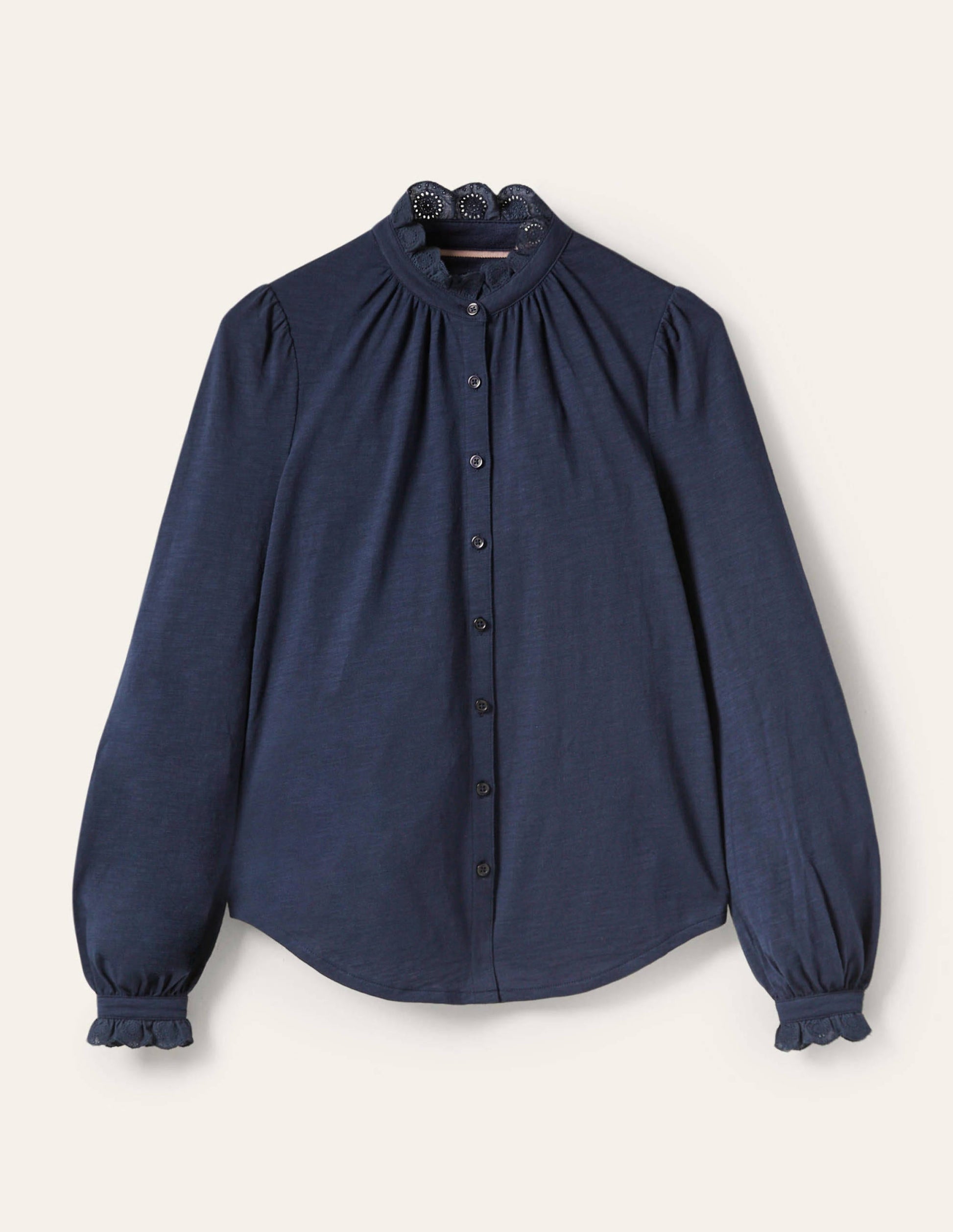 Jerseyhemd mit Lochstickerei-Borte-Marineblau-5