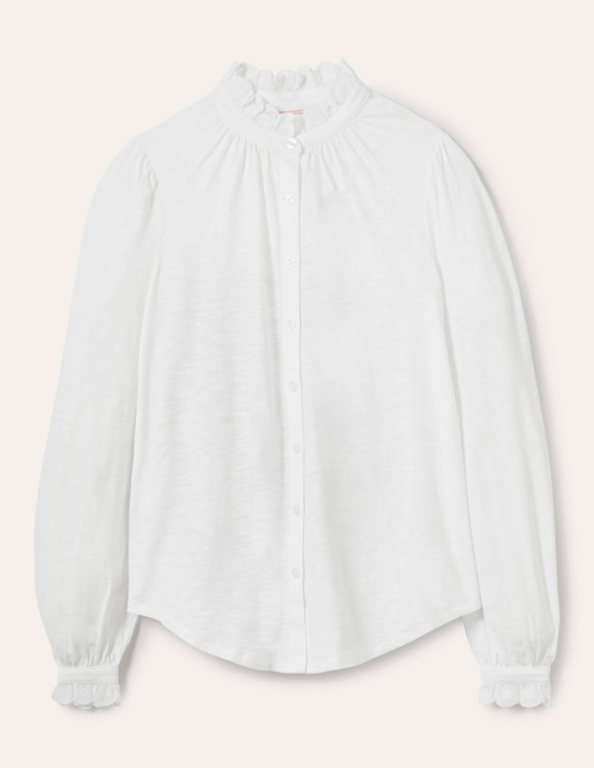Chemise en jersey avec broderie anglaise-Blanc - Image 5
