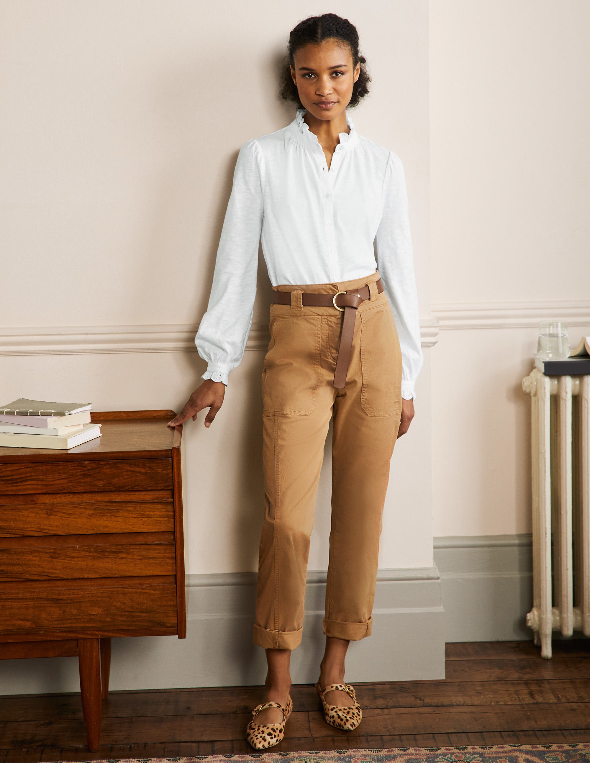 Chemise en jersey avec broderie anglaise-Blanc - Image 4