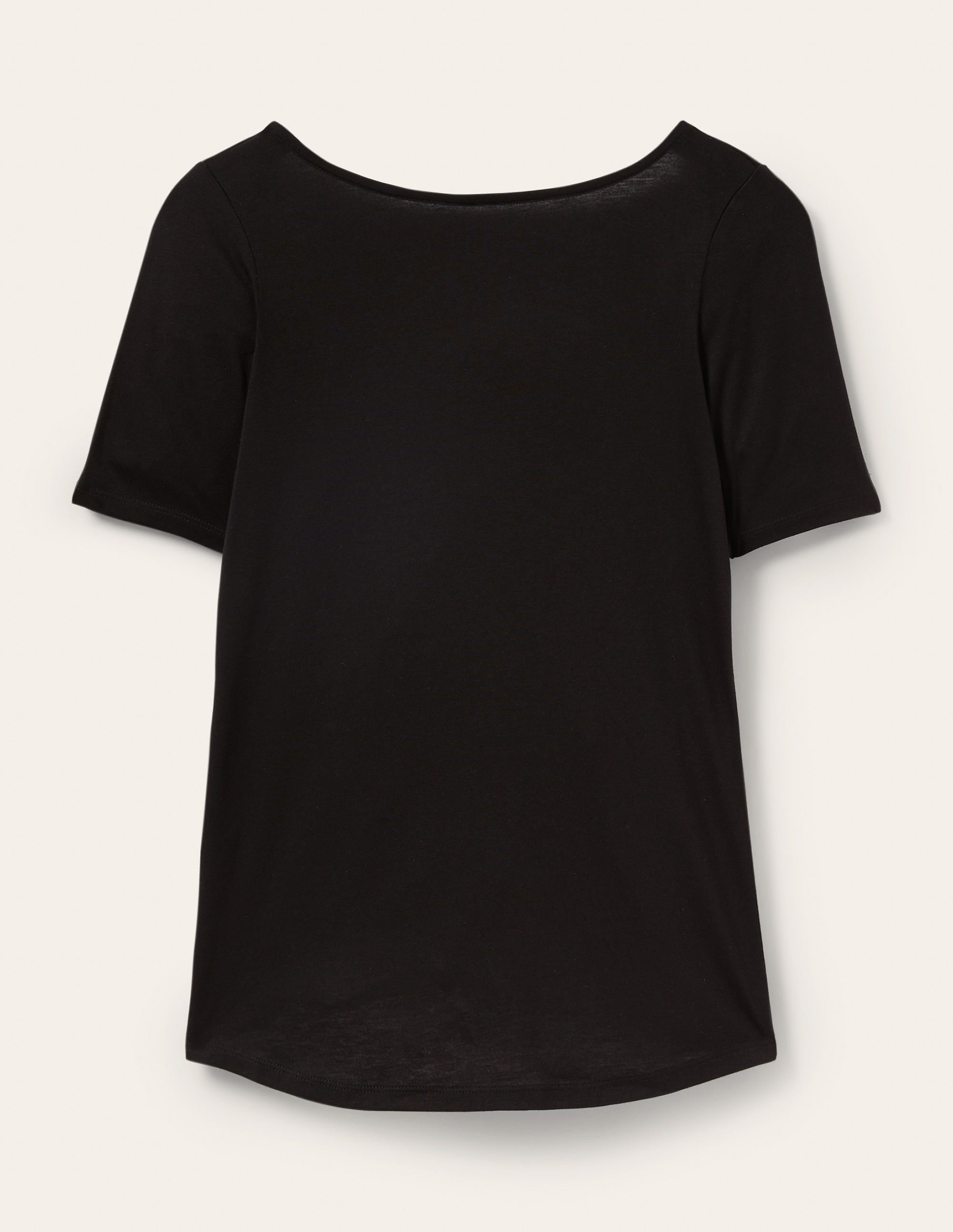 Superweiches T-Shirt mit rundem Rückenausschnitt-Schwarz - Image 5