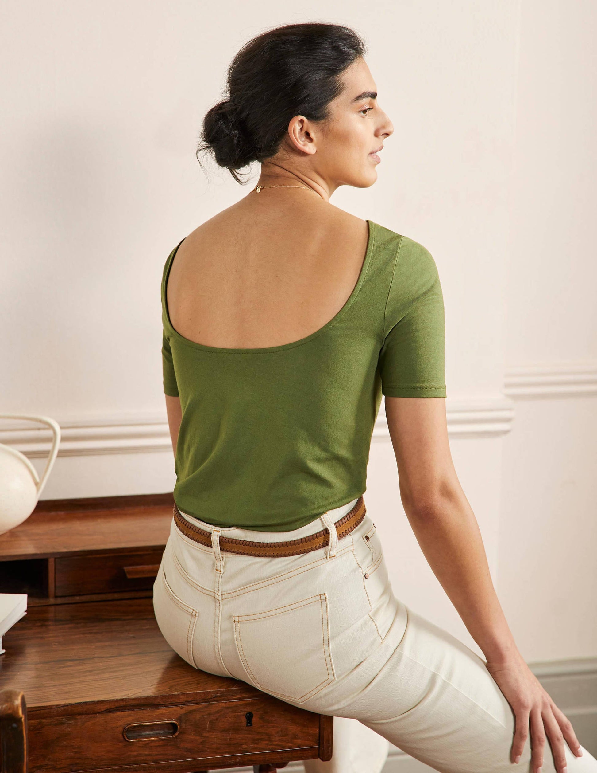 T-shirt ultra-doux à dos en U-Petit pois-3