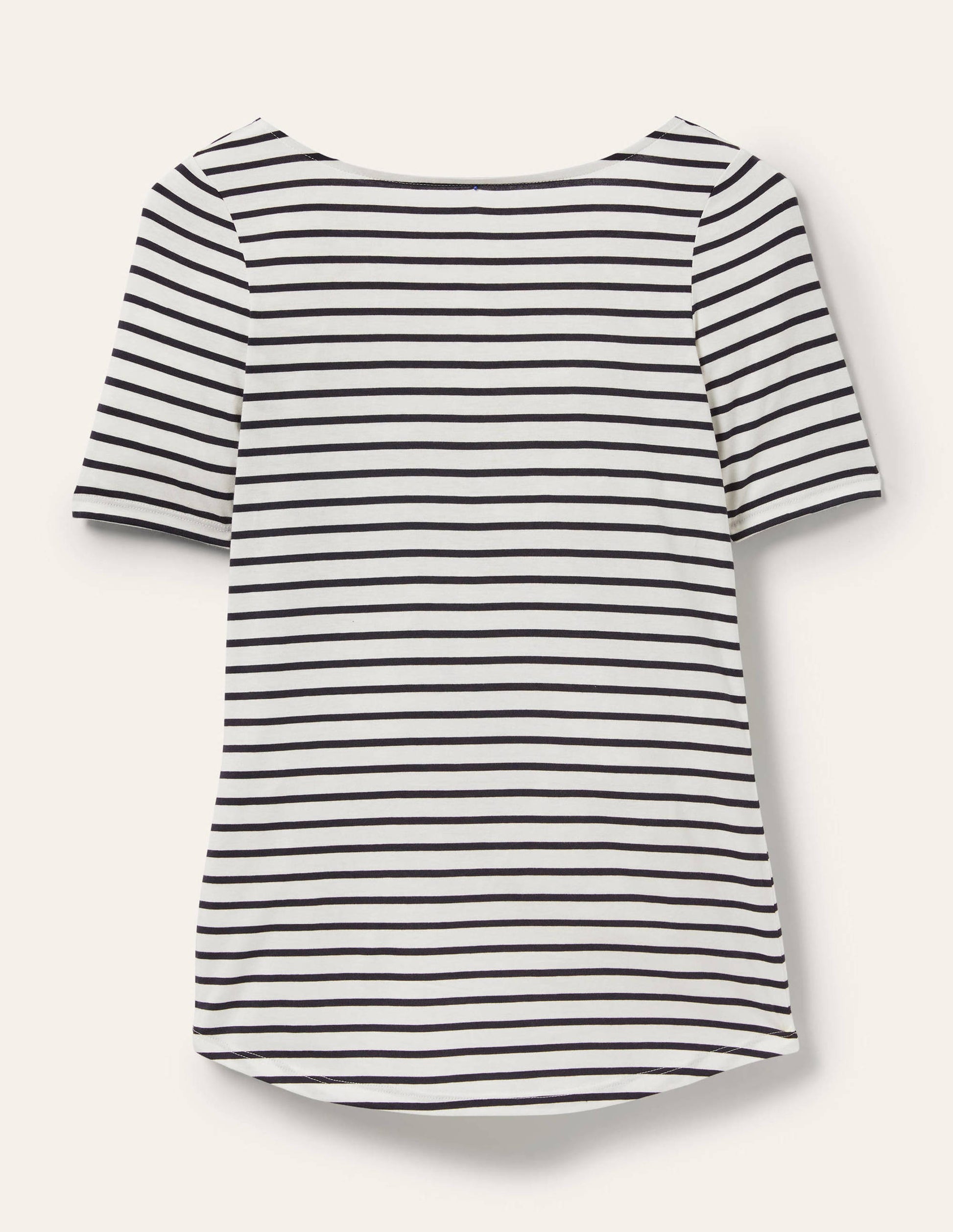 T-shirt ultra-doux à dos en U-Rayé ivoire/bleu marine-5