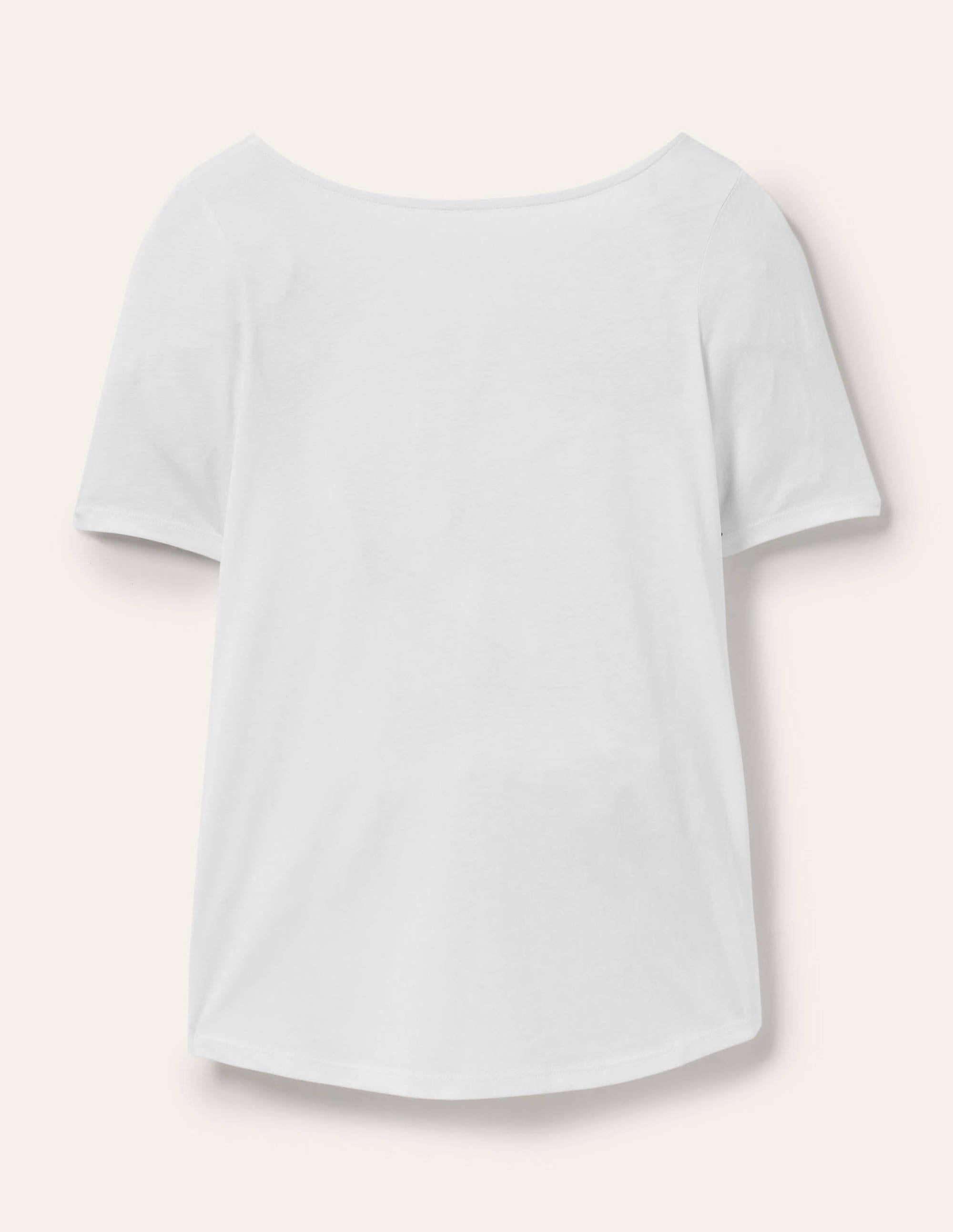 T-shirt ultra-doux à dos en U-Blanc - Image 5