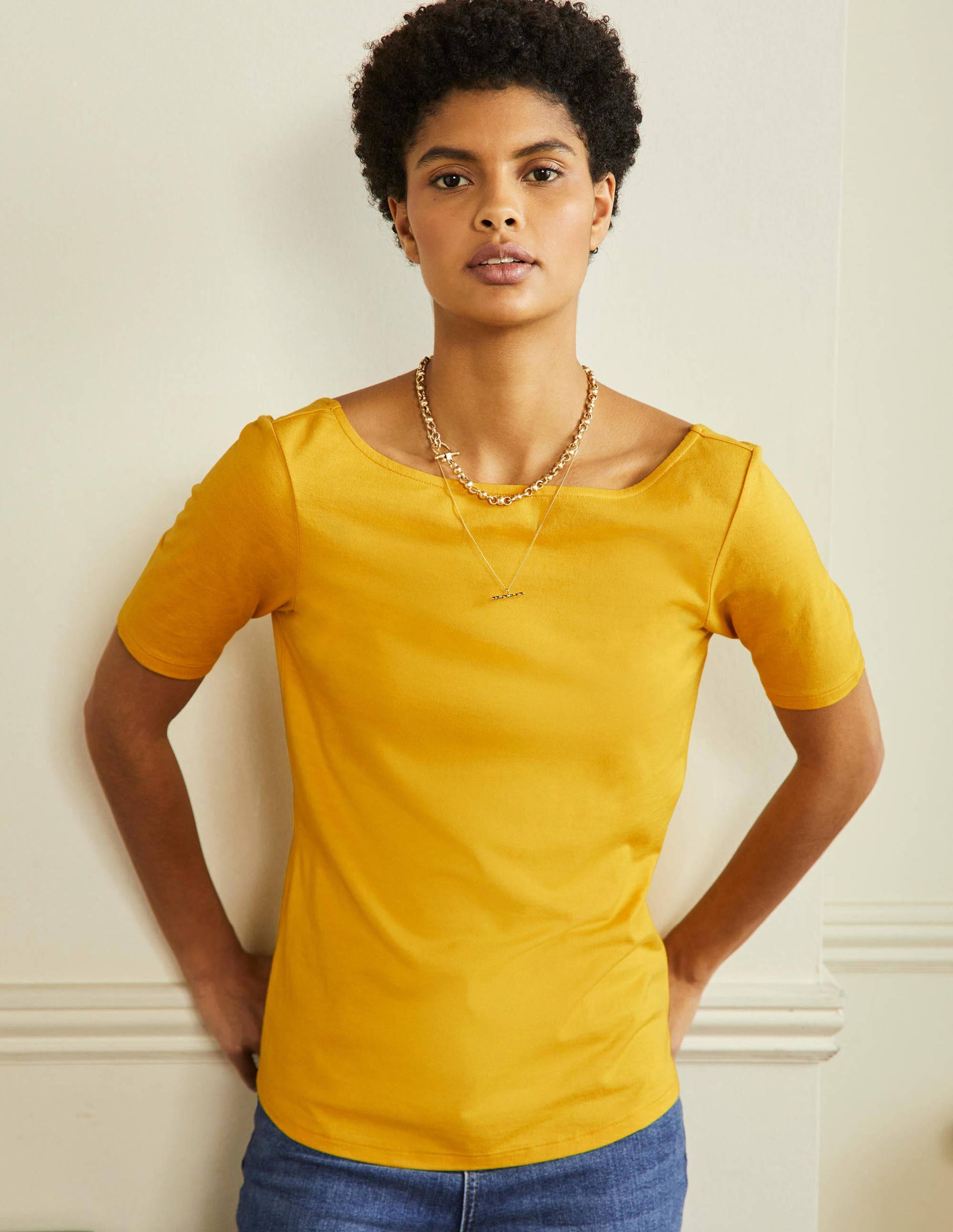 T-shirt ultra-doux à dos en U-Miel-4