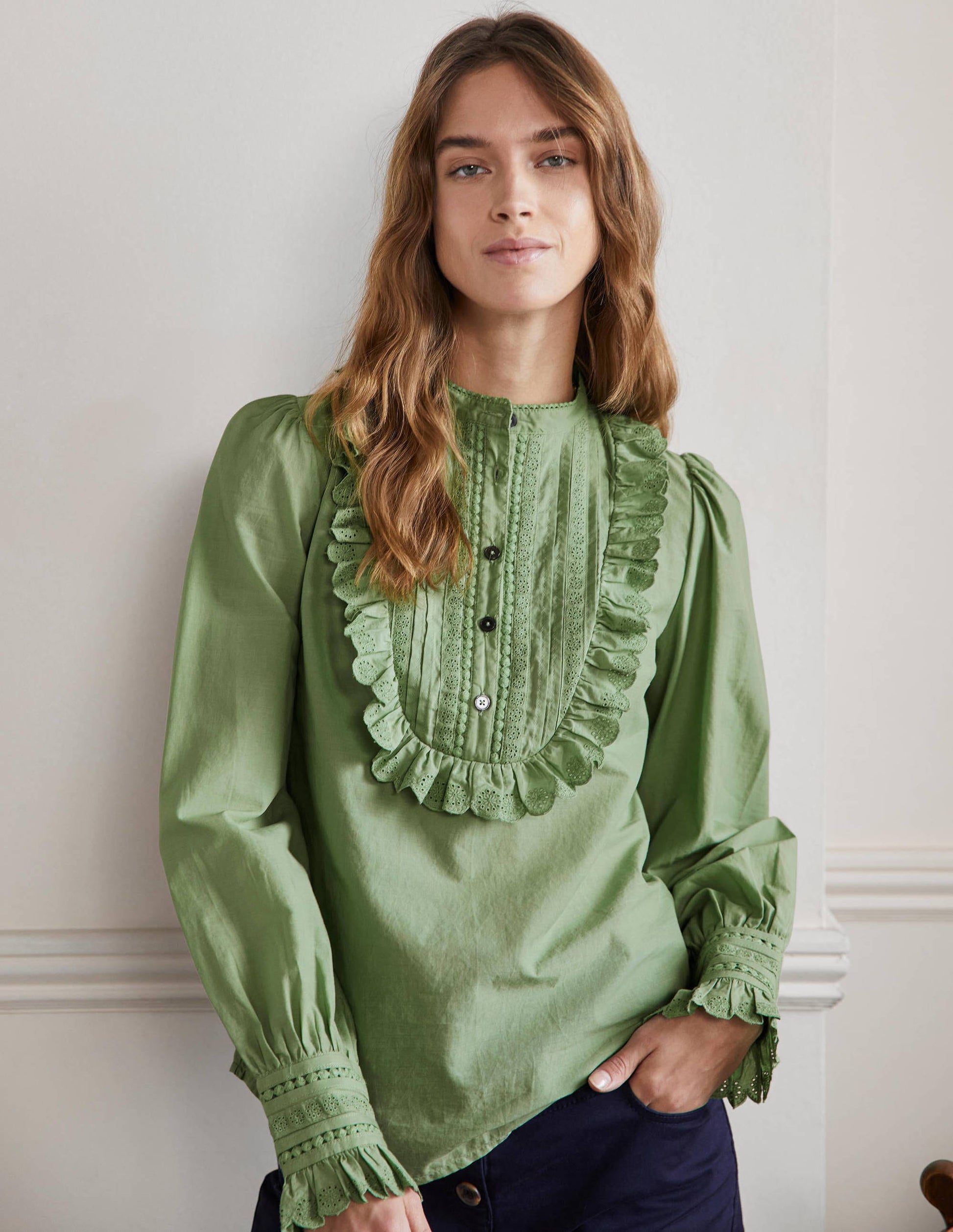 Blouse volantée-Basilic-1