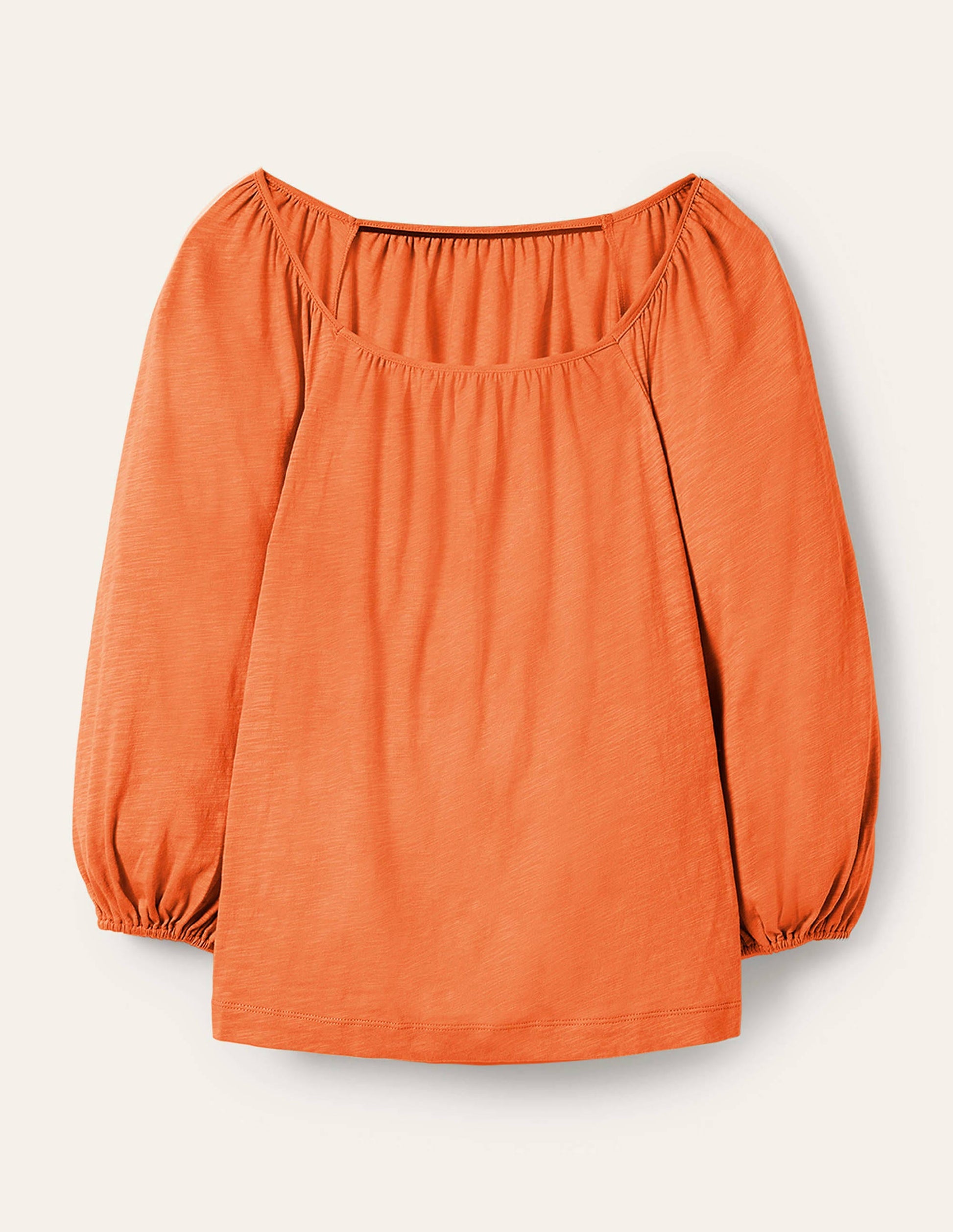 Blouson Sleeve Cotton Top-Dusty Orange-5