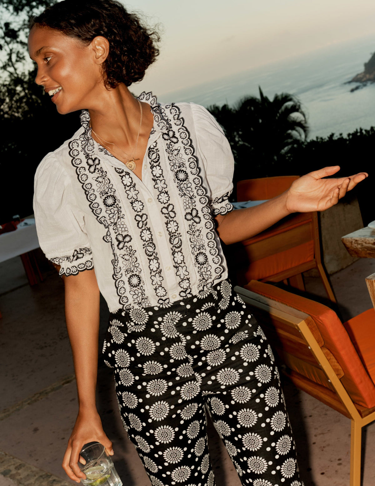 Embroidered Short Sleeve Shirt-White - Image 7