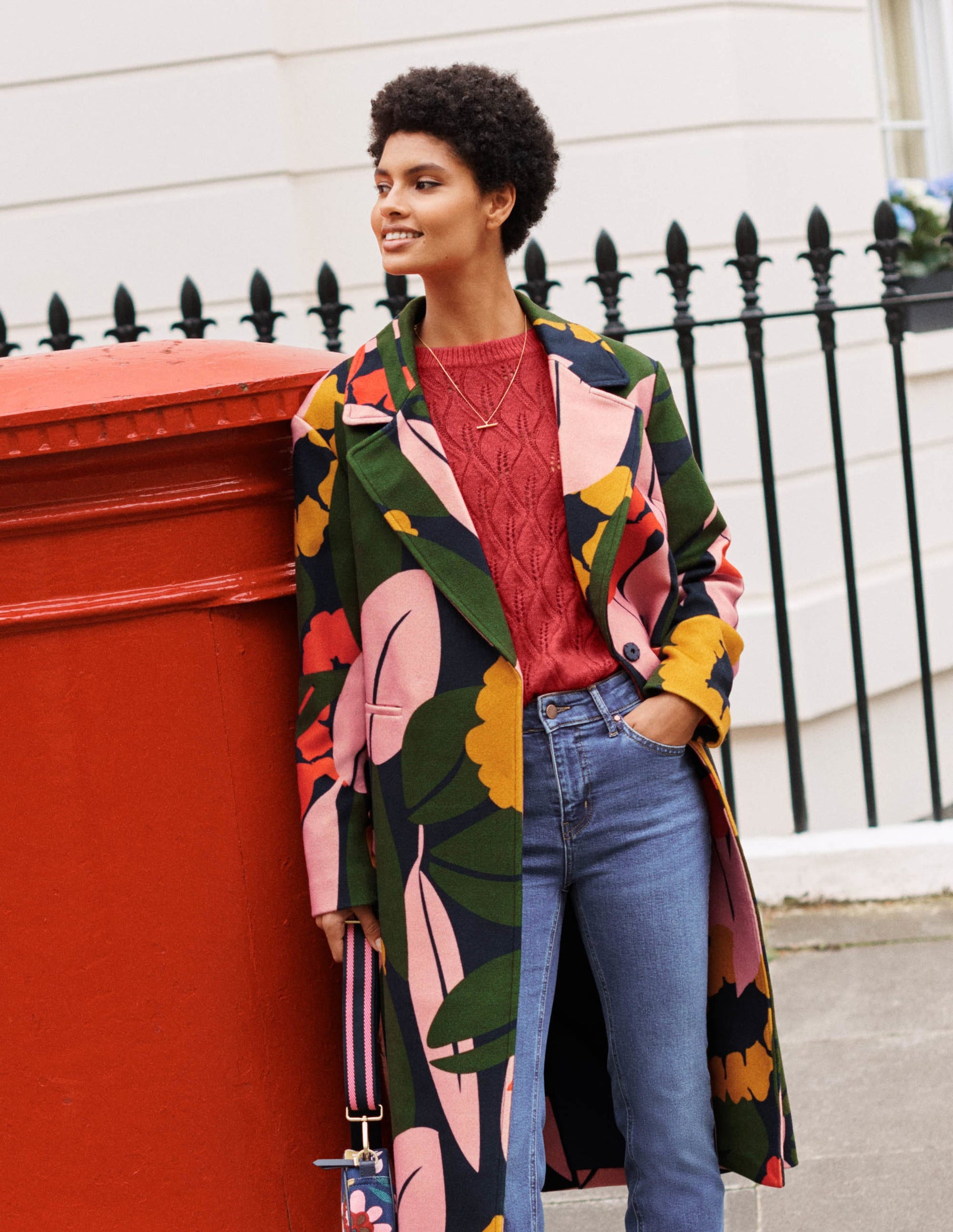 Constance Printed Wool Coat-French Navy, Abstract Bloom-6