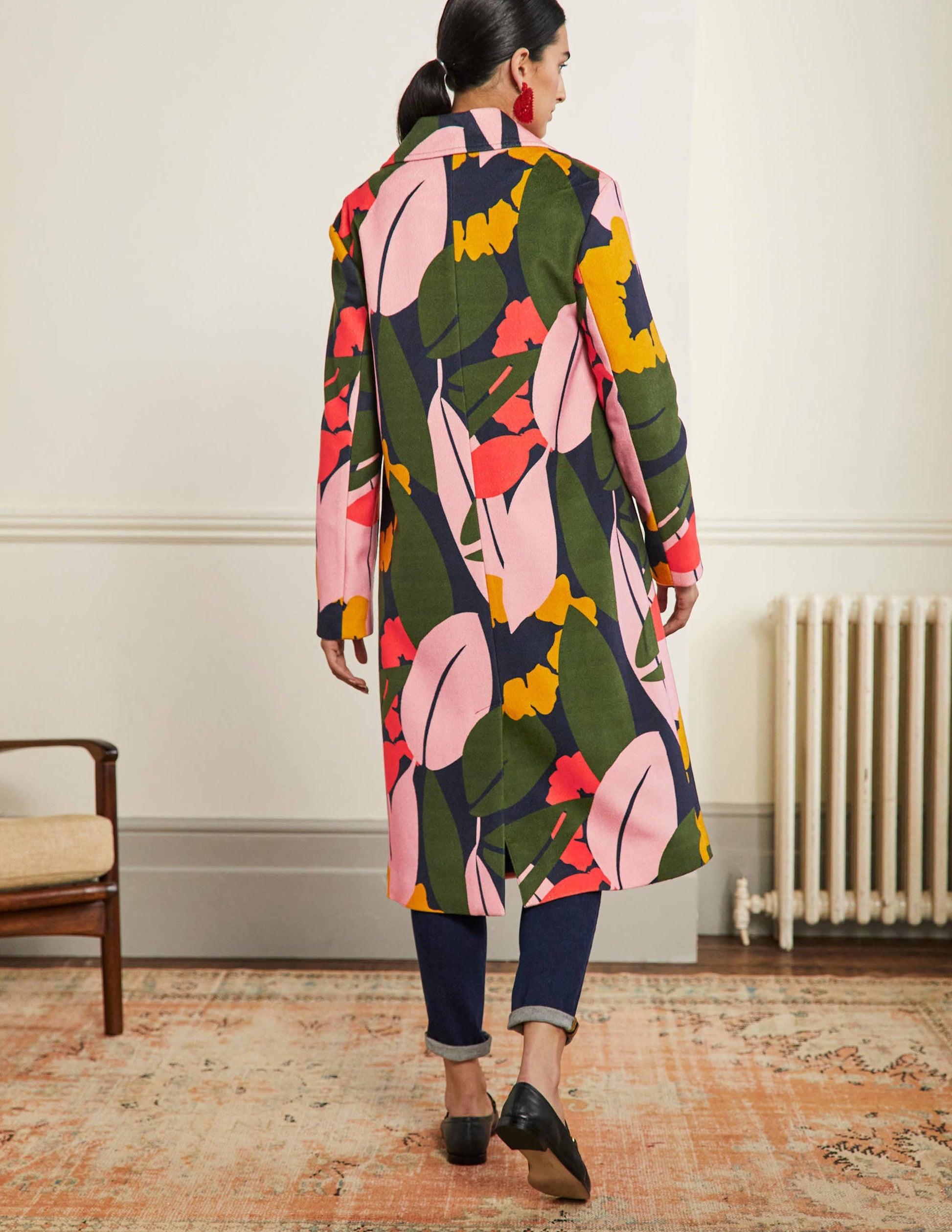 Constance Printed Wool Coat-French Navy, Abstract Bloom-3