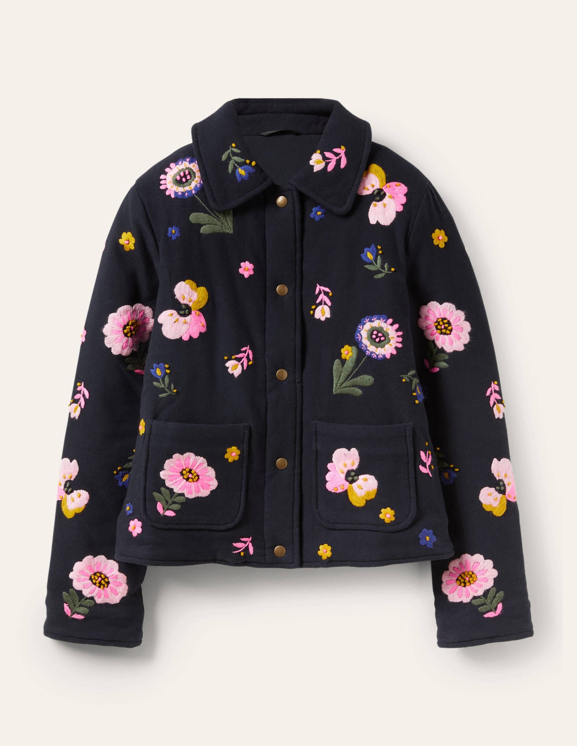 Veste Clara brodée-Bleu marine, fleur brodée - Image 5