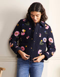 Veste Clara brodée-Bleu marine, fleur brodée