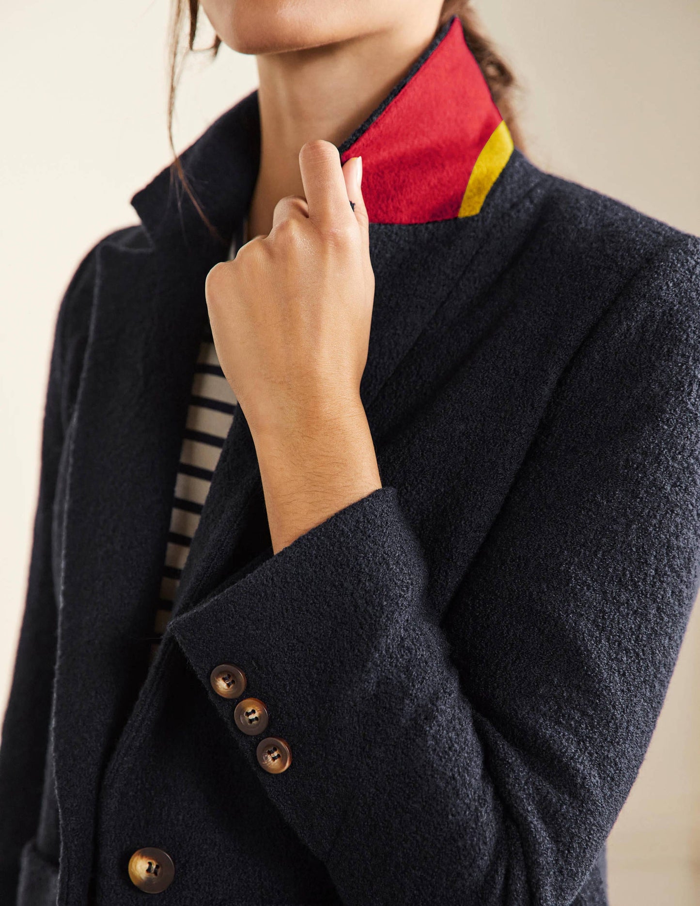 Bella Textured Wool Blazer-Navy