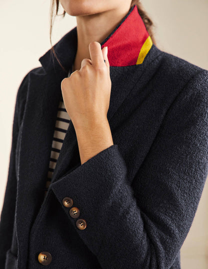 Bella Textured Wool Blazer-Navy