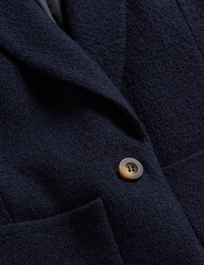 Bella Textured Wool Blazer-Navy