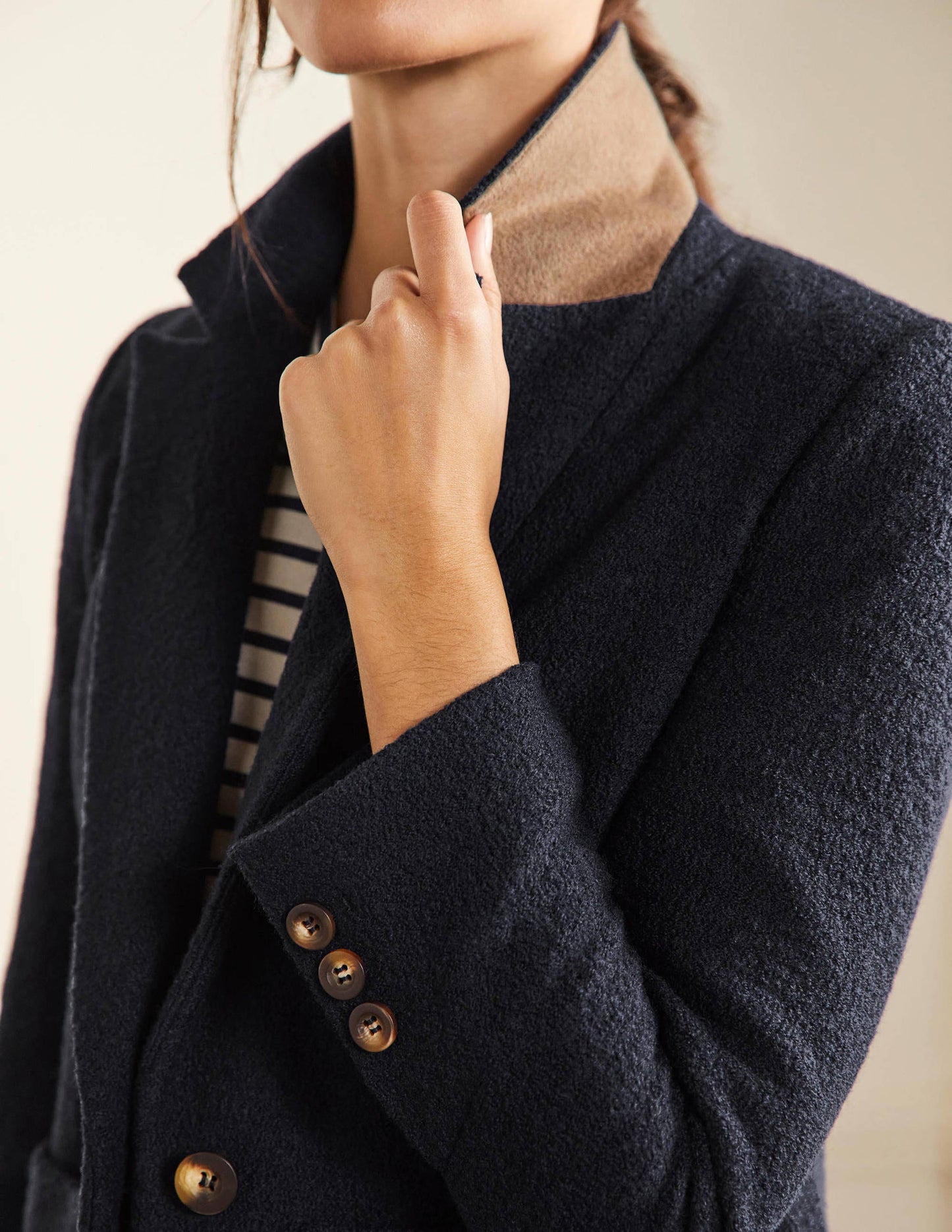 Bella Textured Wool Blazer-Navy