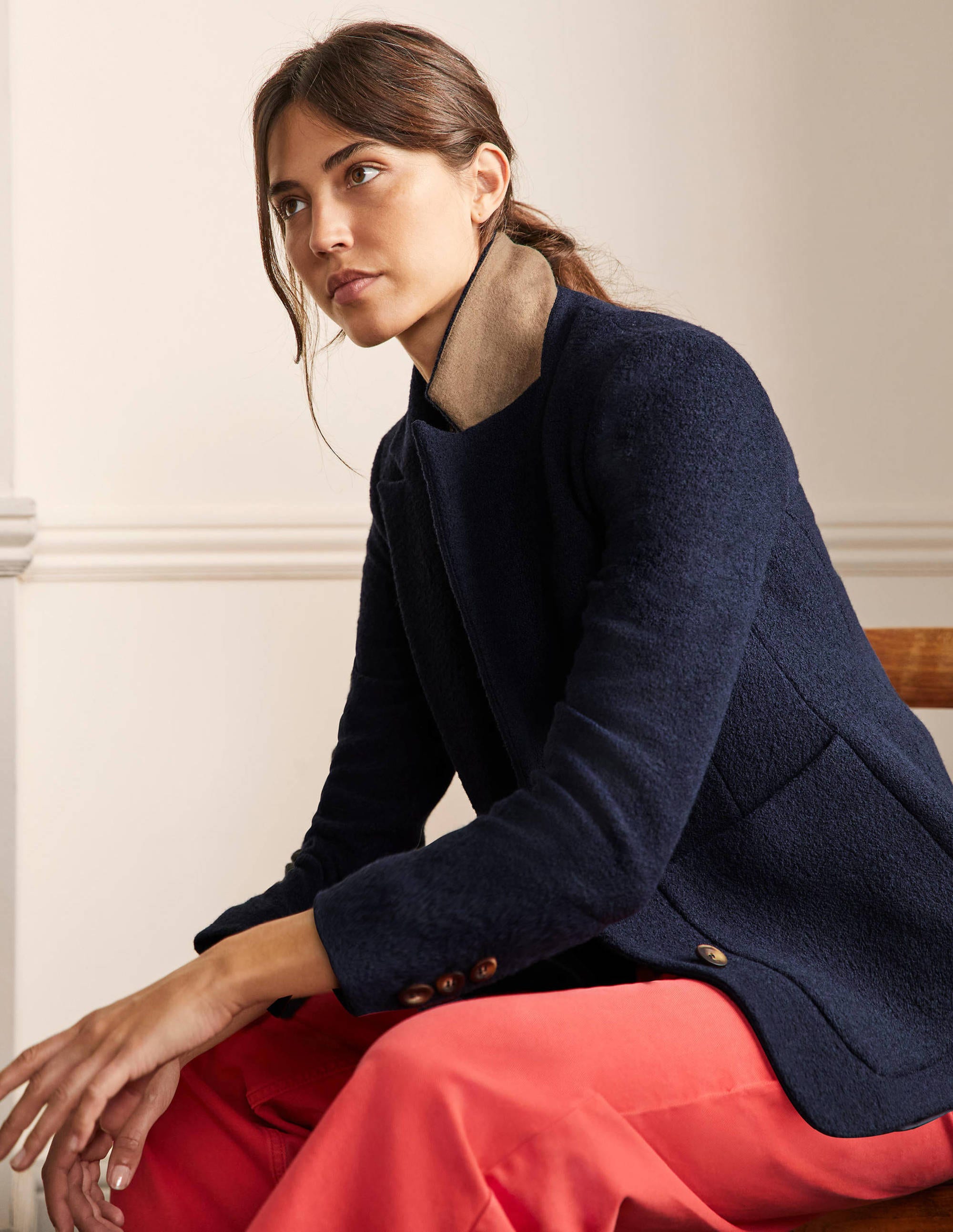 Bella Textured Wool Blazer-Navy - Image 4
