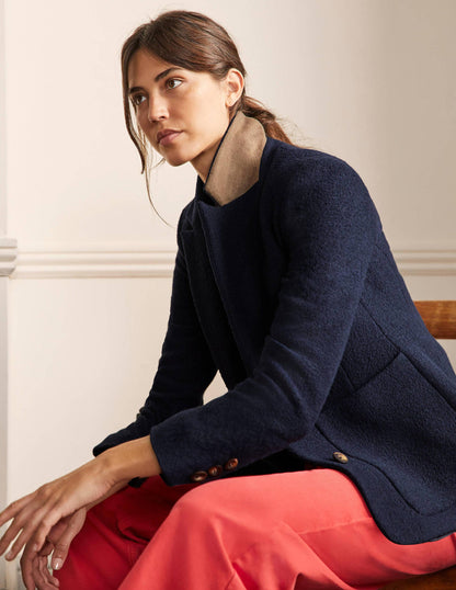 Bella Textured Wool Blazer-Navy