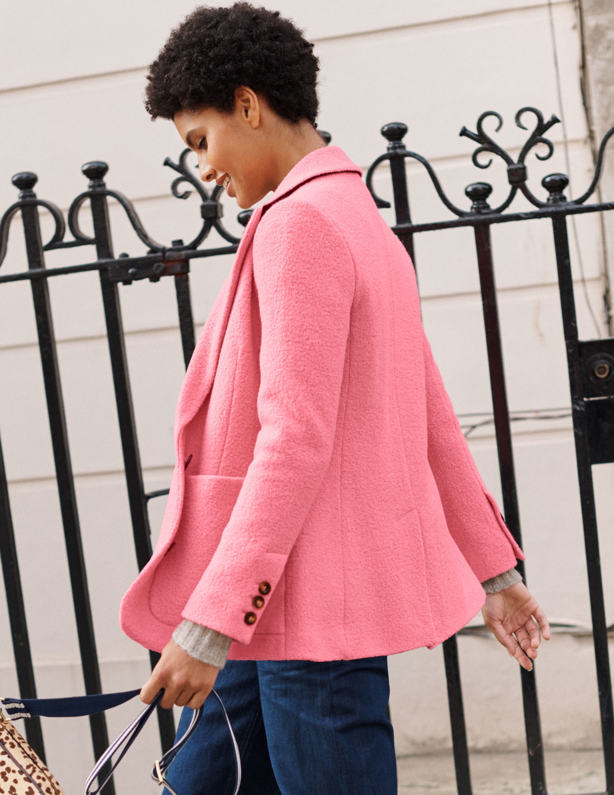 Bella Textured Wool Blazer-Azalea Pink - Image 7
