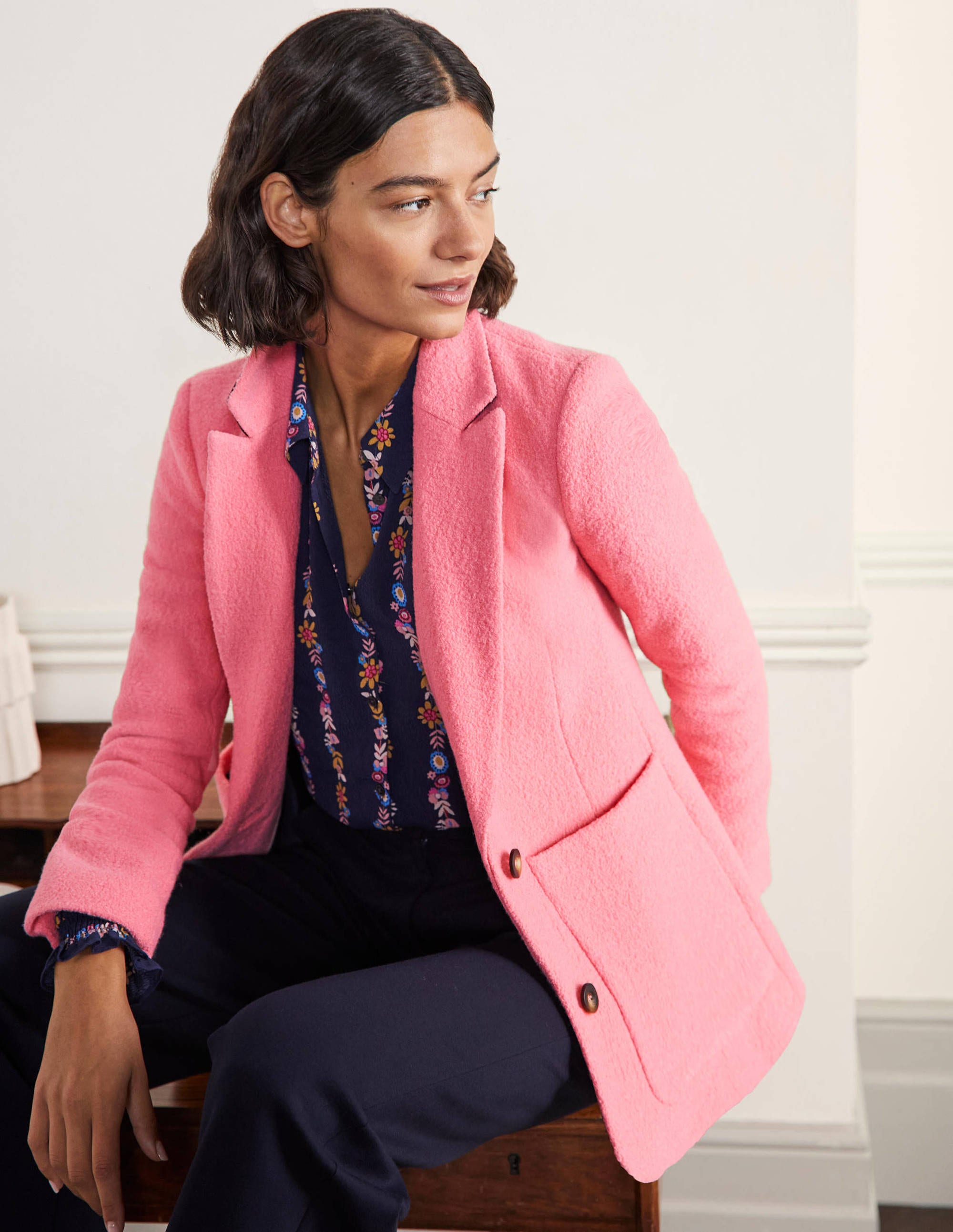 Bella Textured Wool Blazer-Azalea Pink - Image 1