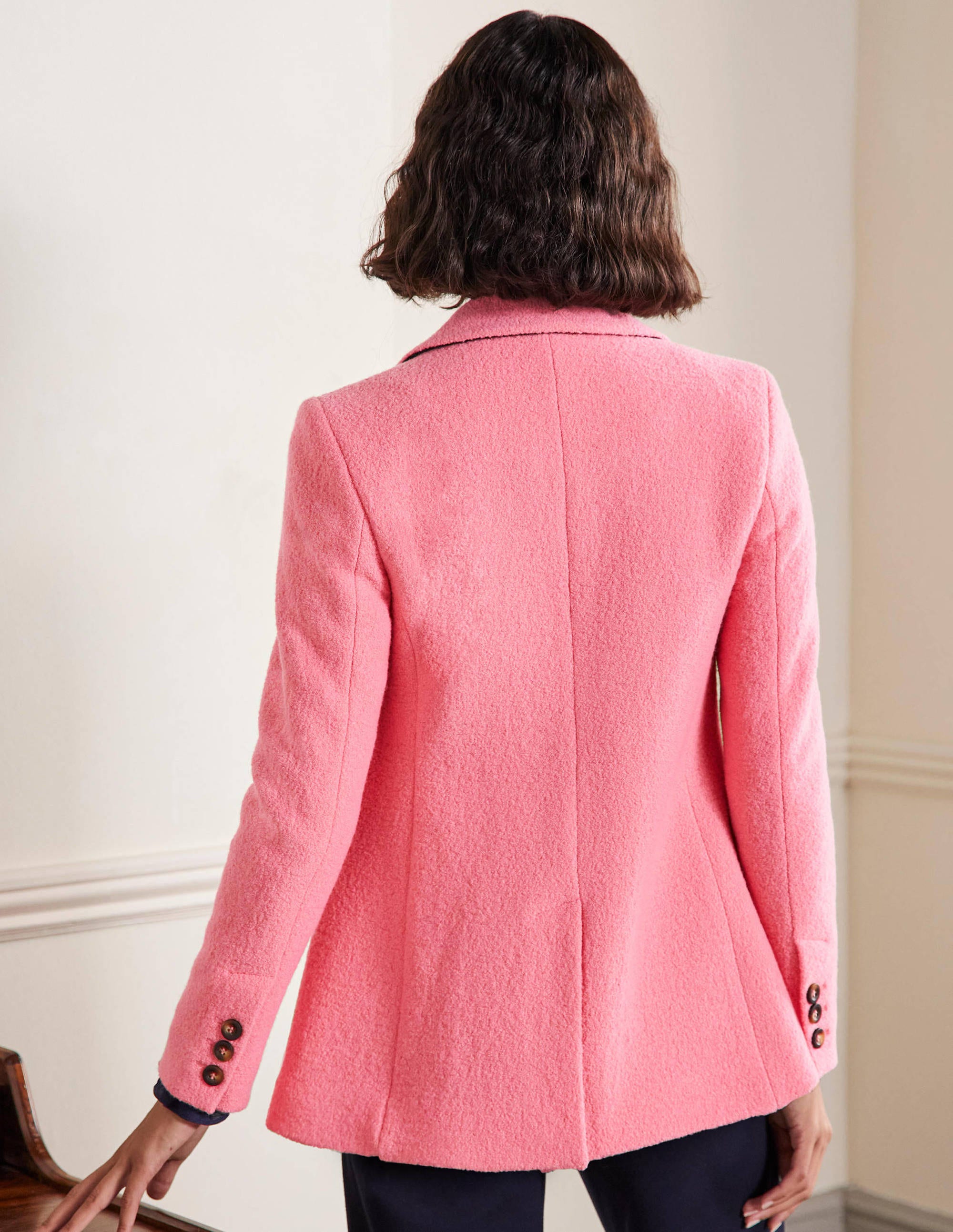 Bella Textured Wool Blazer-Azalea Pink - Image 3