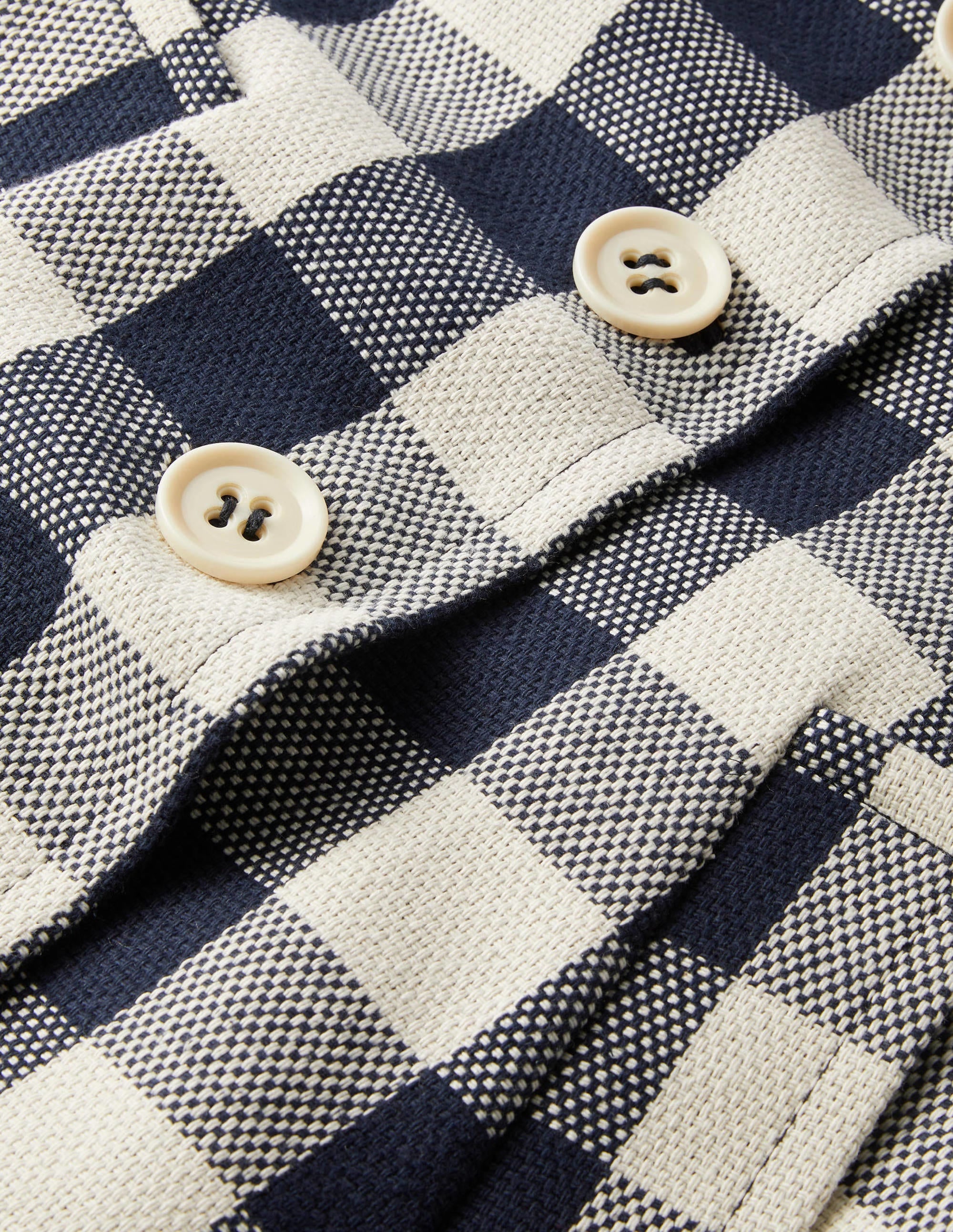 Manteau Bonnie boutonné en vichy-Vichy ivoire/bleu marine - Image 8