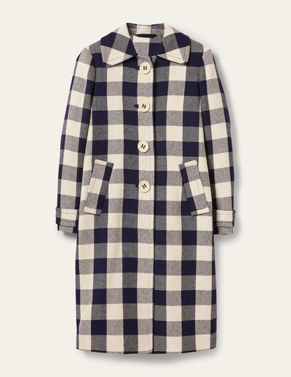 Bonnie Gingham Buttoned Coat-Ivory/Navy Gingham-9