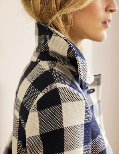 Bonnie Gingham Buttoned Coat-Ivory/Navy Gingham-5
