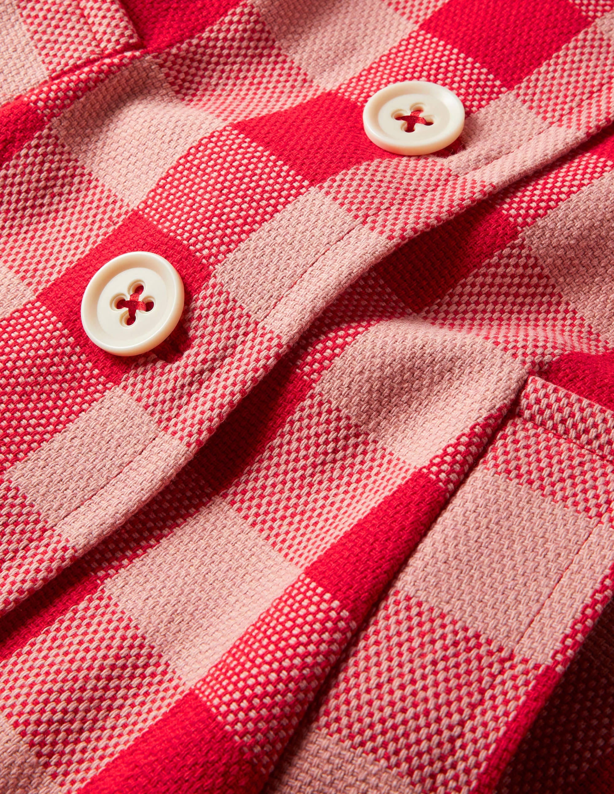 Manteau Bonnie boutonné en vichy-Vichy rose/rouge - Image 6