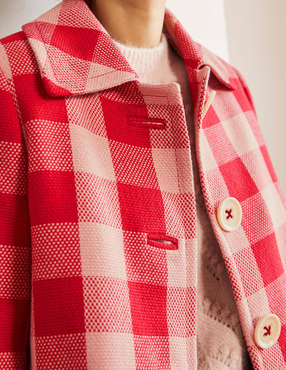 Bonnie Gingham Buttoned Coat-Pink/Red Gingham-5
