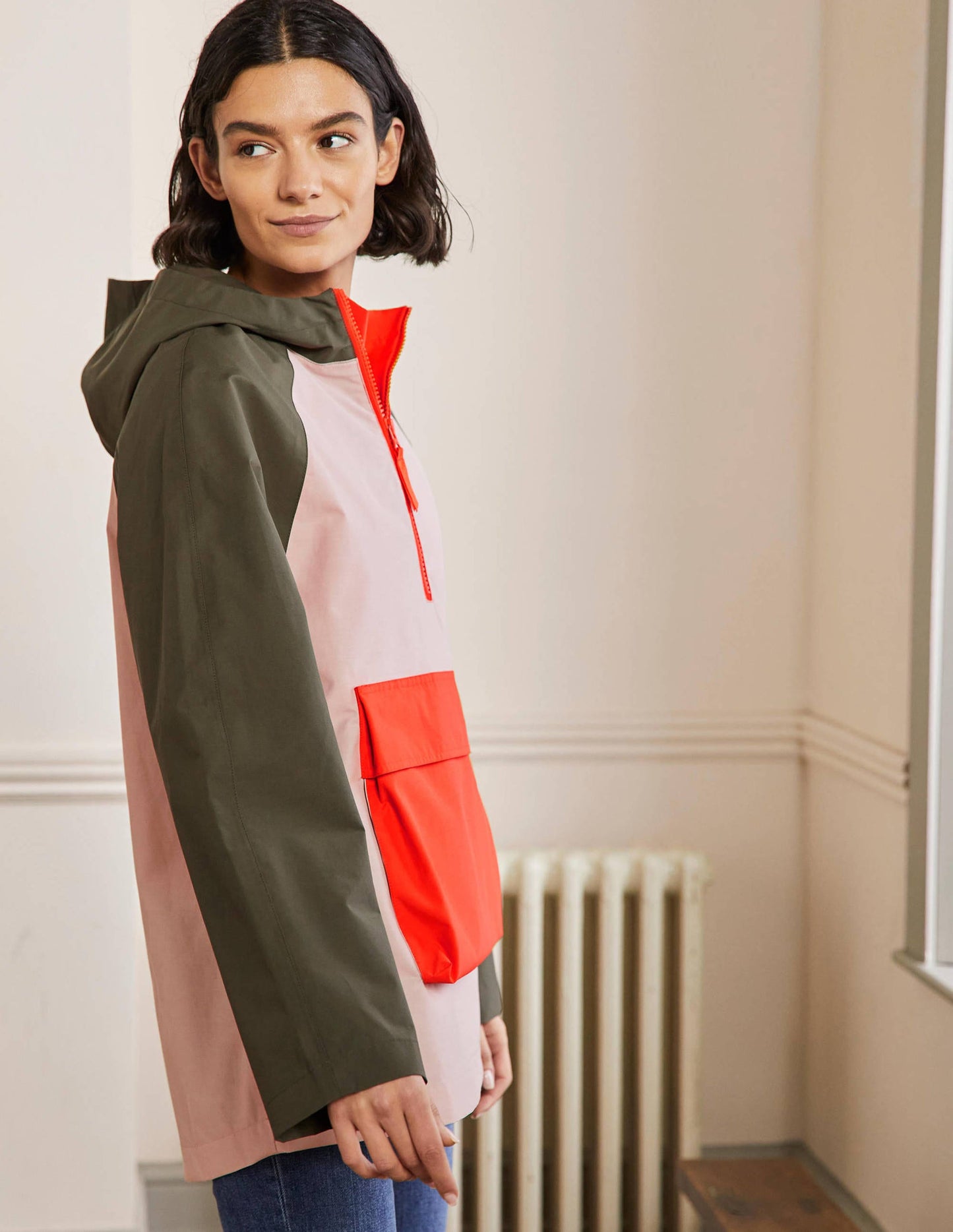 Belle Anorak zum Verstauen-Milchshake/Khaki