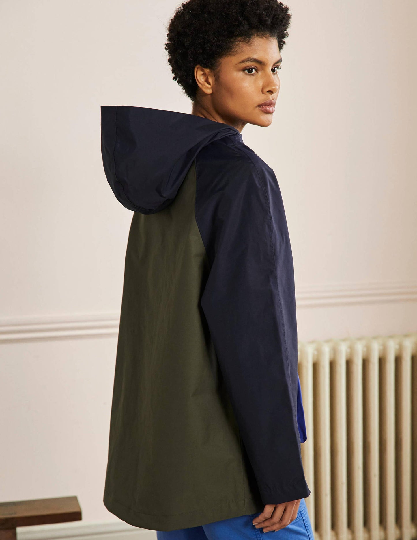 Belle Anorak zum Verstauen-Navy/Khaki